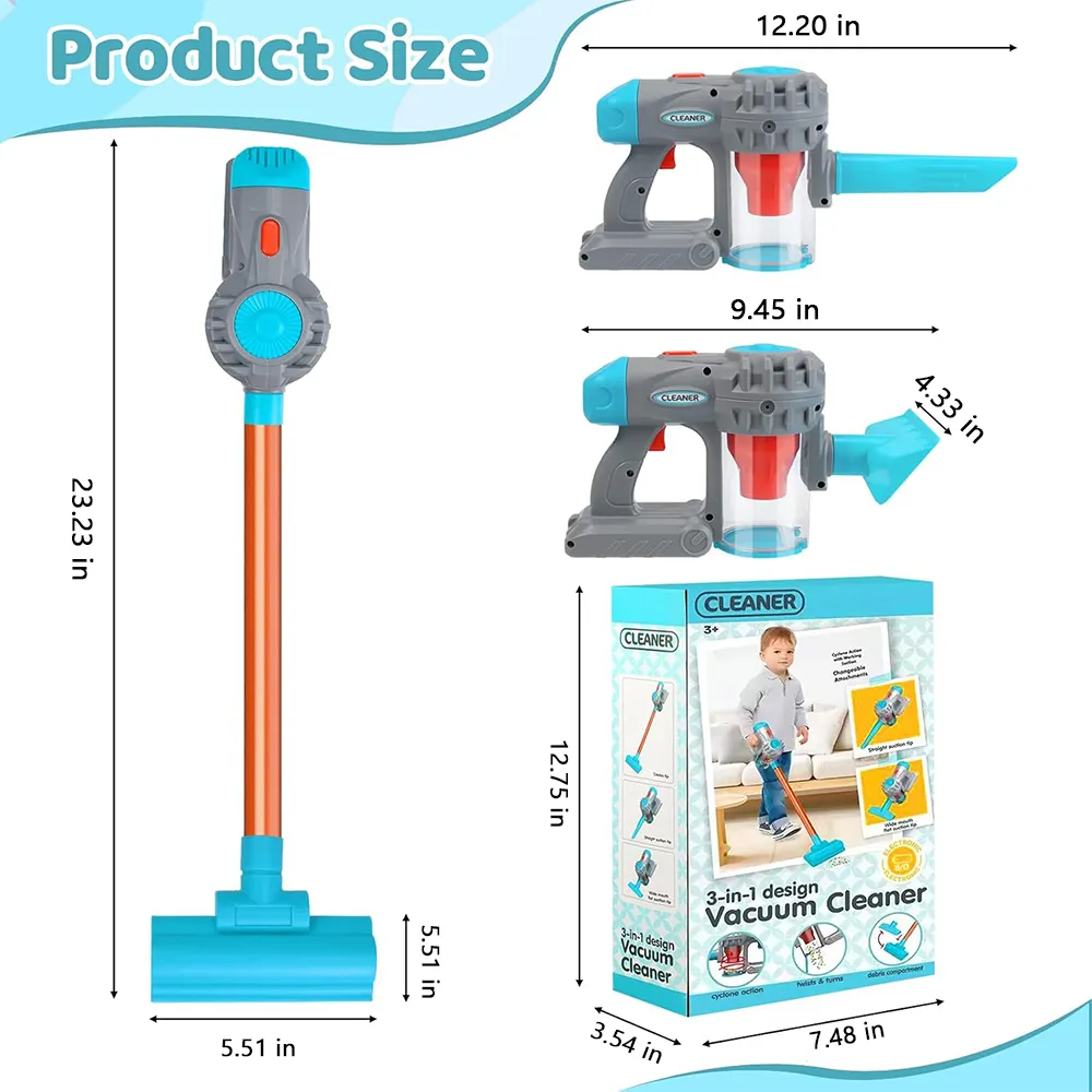 🧸3-in-1 Kids Toy Vacuum Cleaner – Realistic Cleaning Fun for Little Helpers