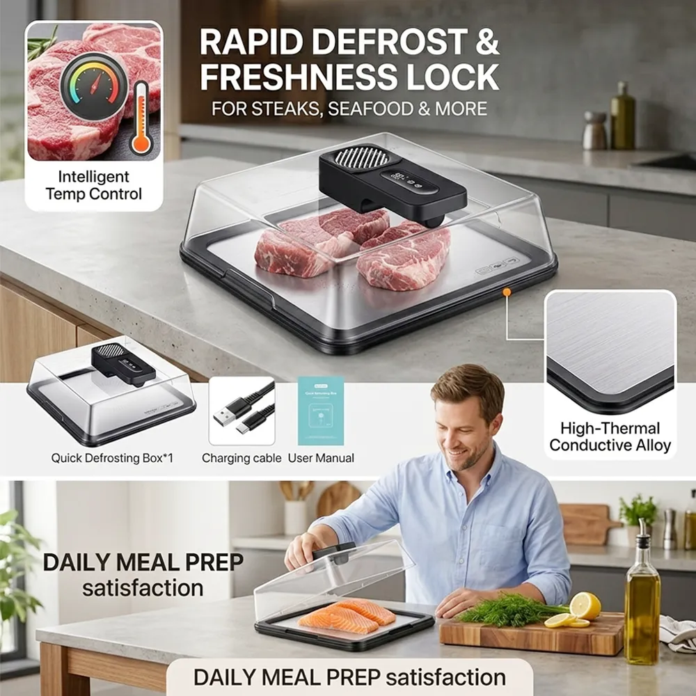 🥩 Smart Defrosting Tray Box with Lid