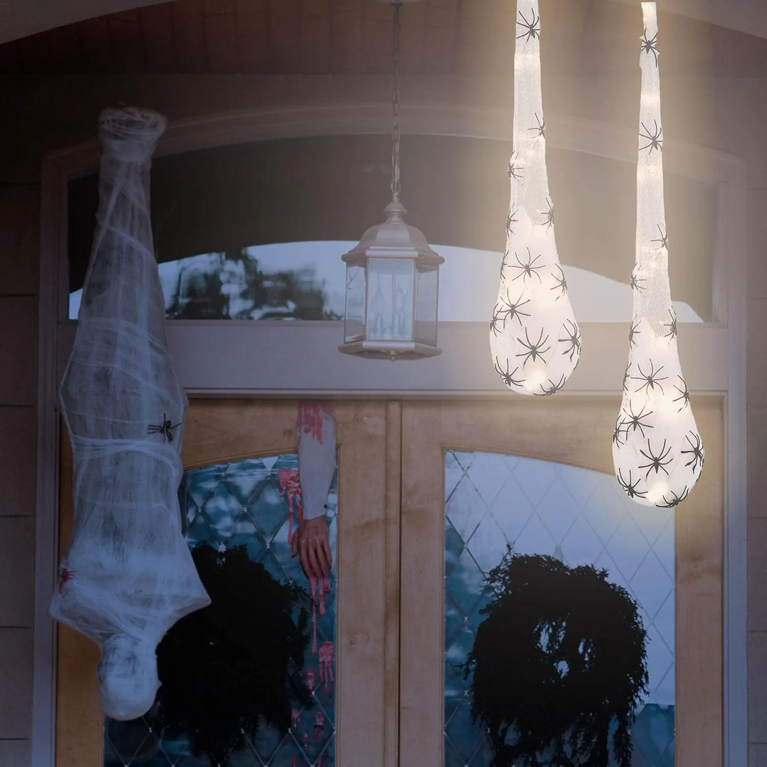 Light-Up Hanging Spider Egg Sac Halloween Decoration