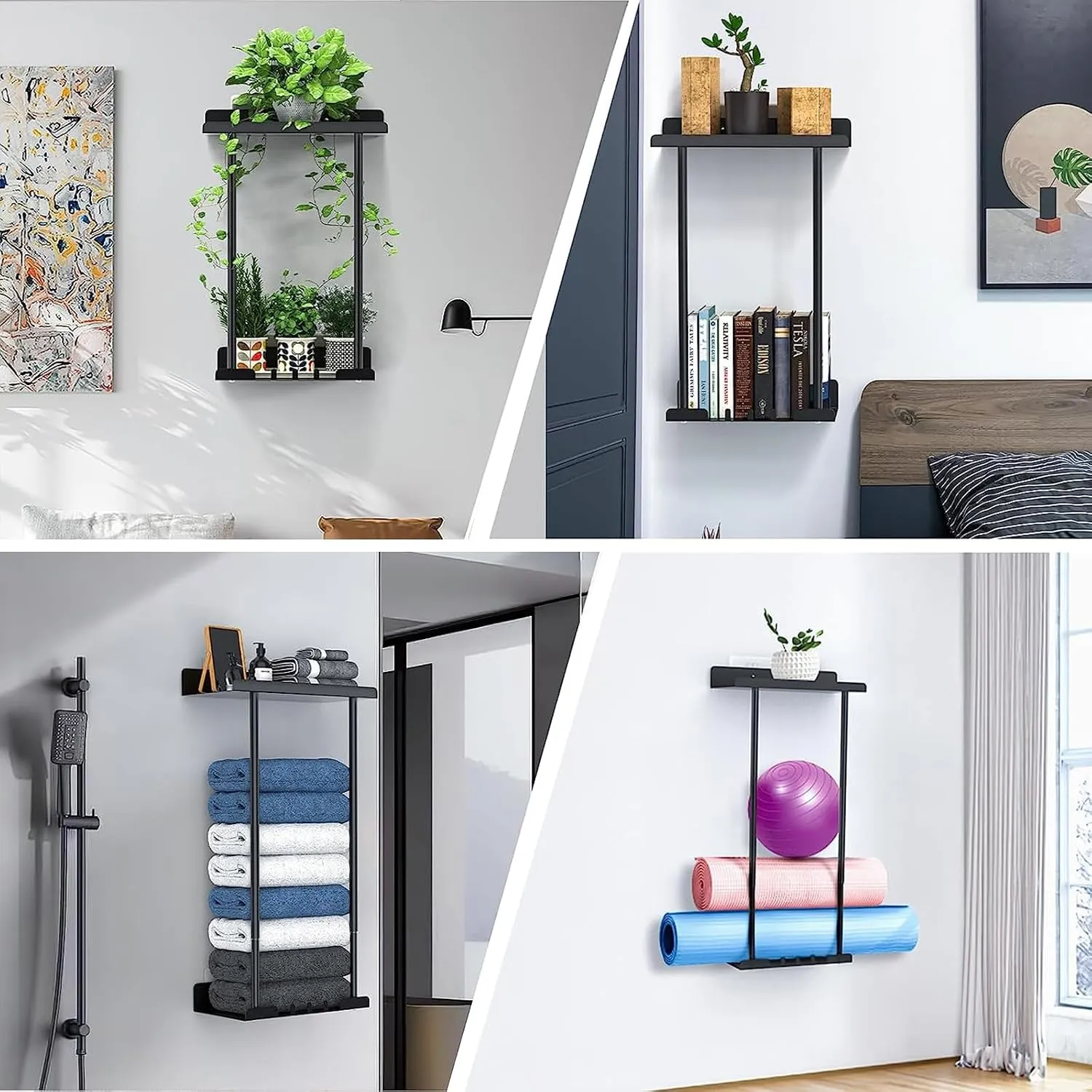Wall-Mounted Towel Organizer with Top Shelf & 3 Hooks