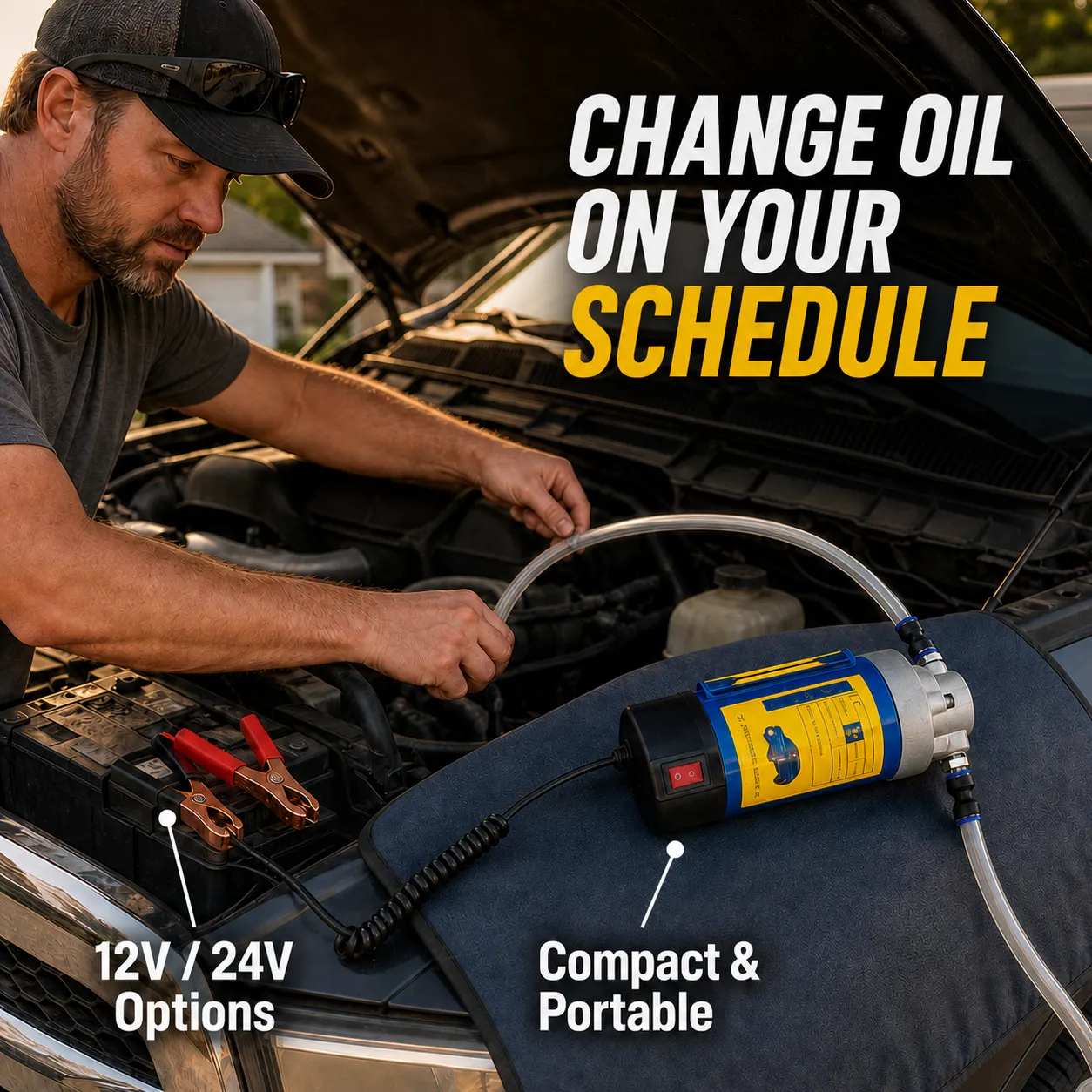 Driveway-Ready 12V/24V Oil Extractor Pump