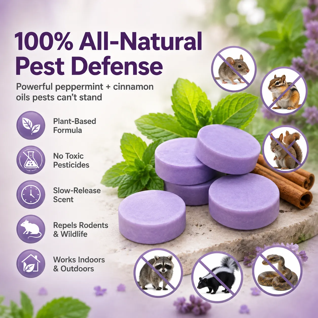 🌿 All-Natural Peppermint & Cinnamon Pest & Rodent Repellent Pucks