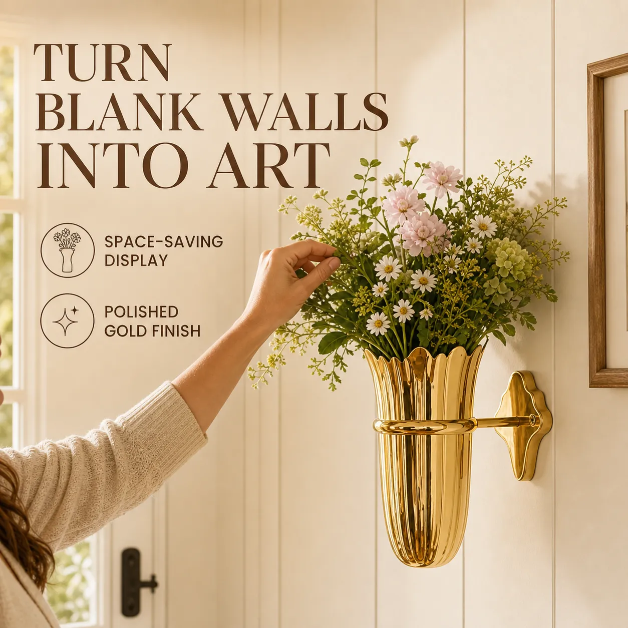 Luxury Gold Wall-Mounted Flower Vase