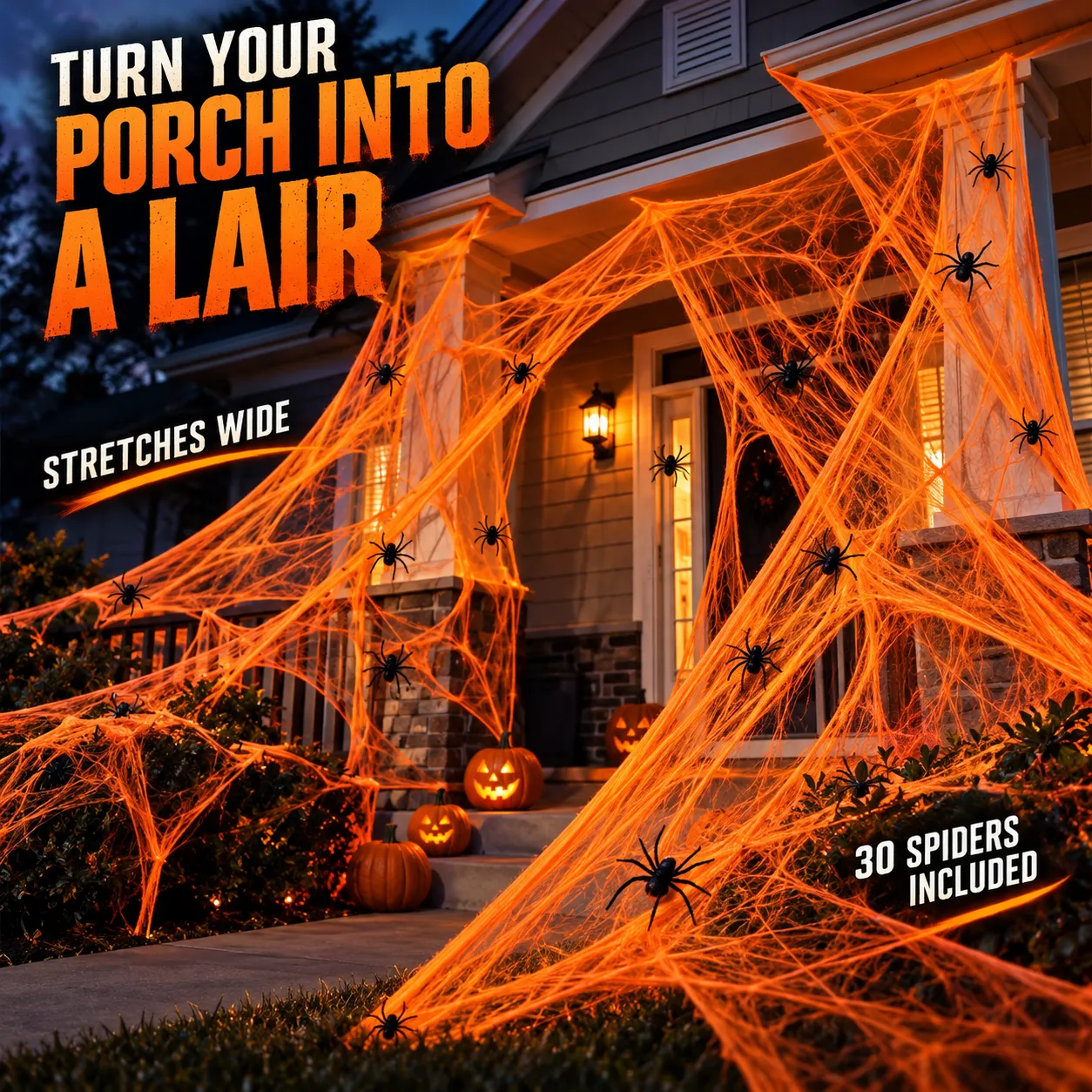 Stretchable Halloween Spider Web Decoration Set