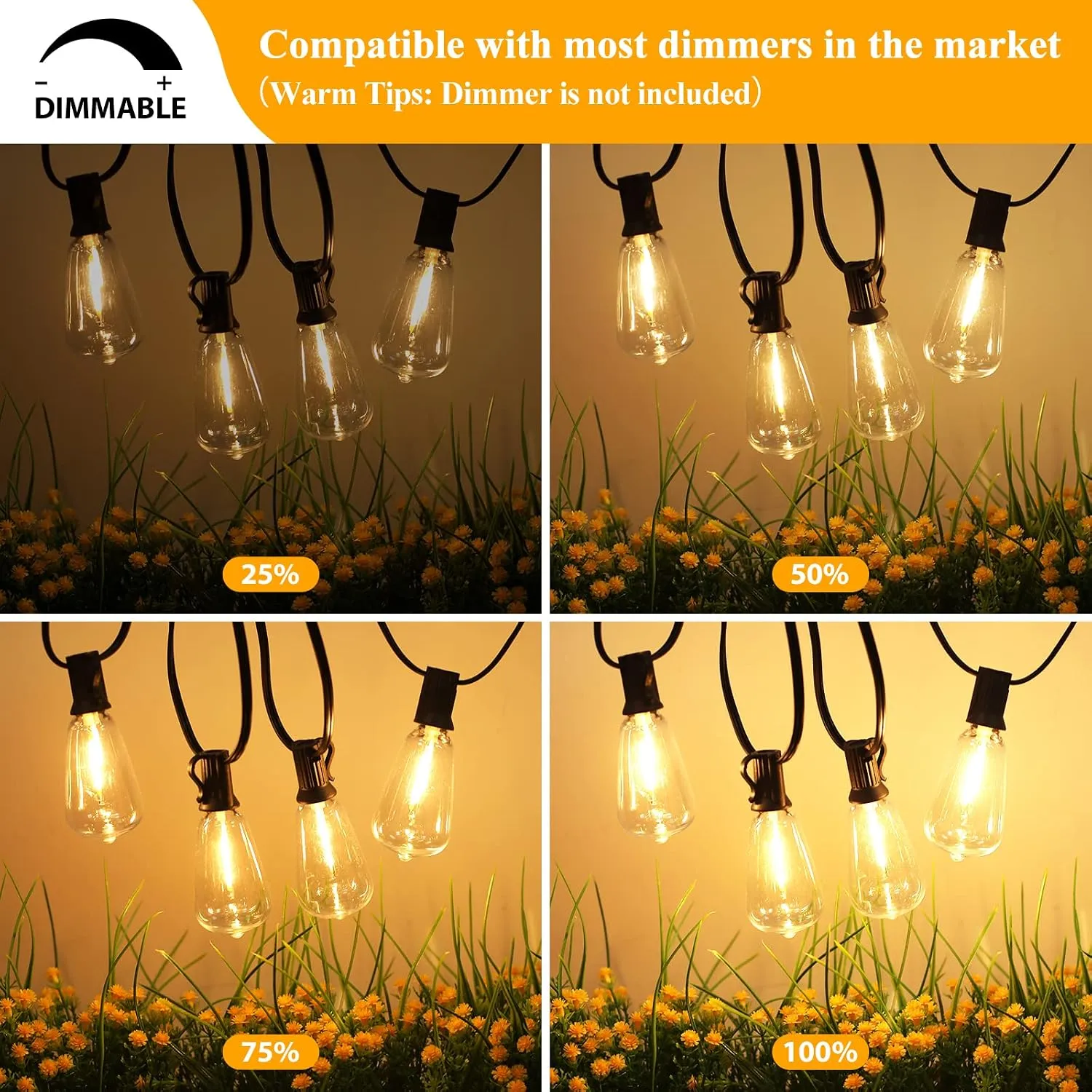 WarmGlow Shatterproof LED Outdoor String Lights