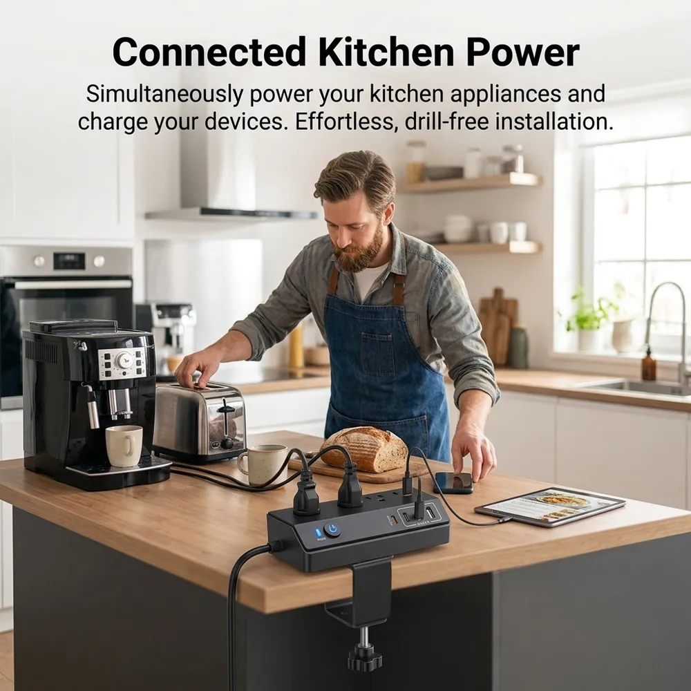 🔌 Clip-on Desktop Power Strip: Stop crawling under furniture to find a plug; bring 8 charging ports directly to your workspace level. 💻