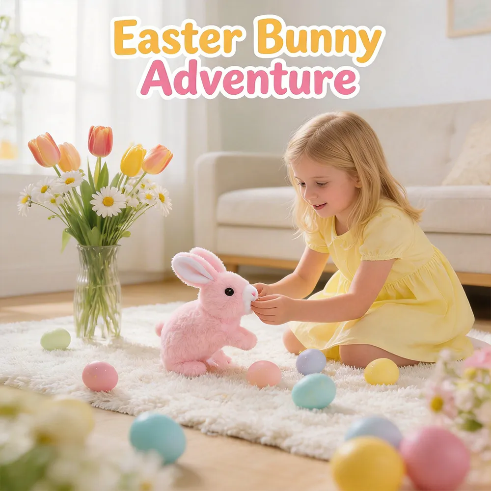 🐰 Interactive rabbit plush toy with 🎁 3D Printed Easter Bunny Egg Fidget Toy