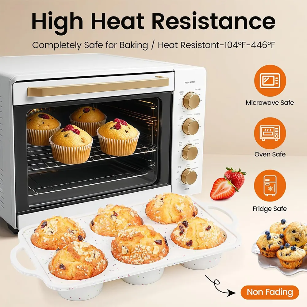 🧁 Extra Large Silicone Muffin Pan Set with Metal Frame (2-Pack/4-Pack)
