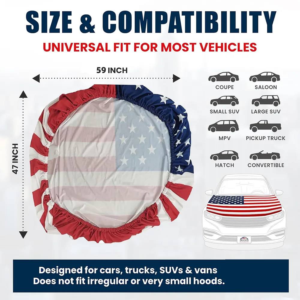 🇺🇸 American Flag Car Hood Cover