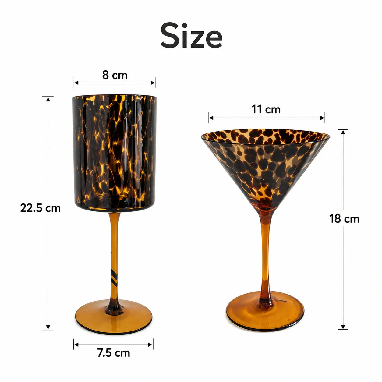 Amber Tortoiseshell Cocktail & Wine Glass