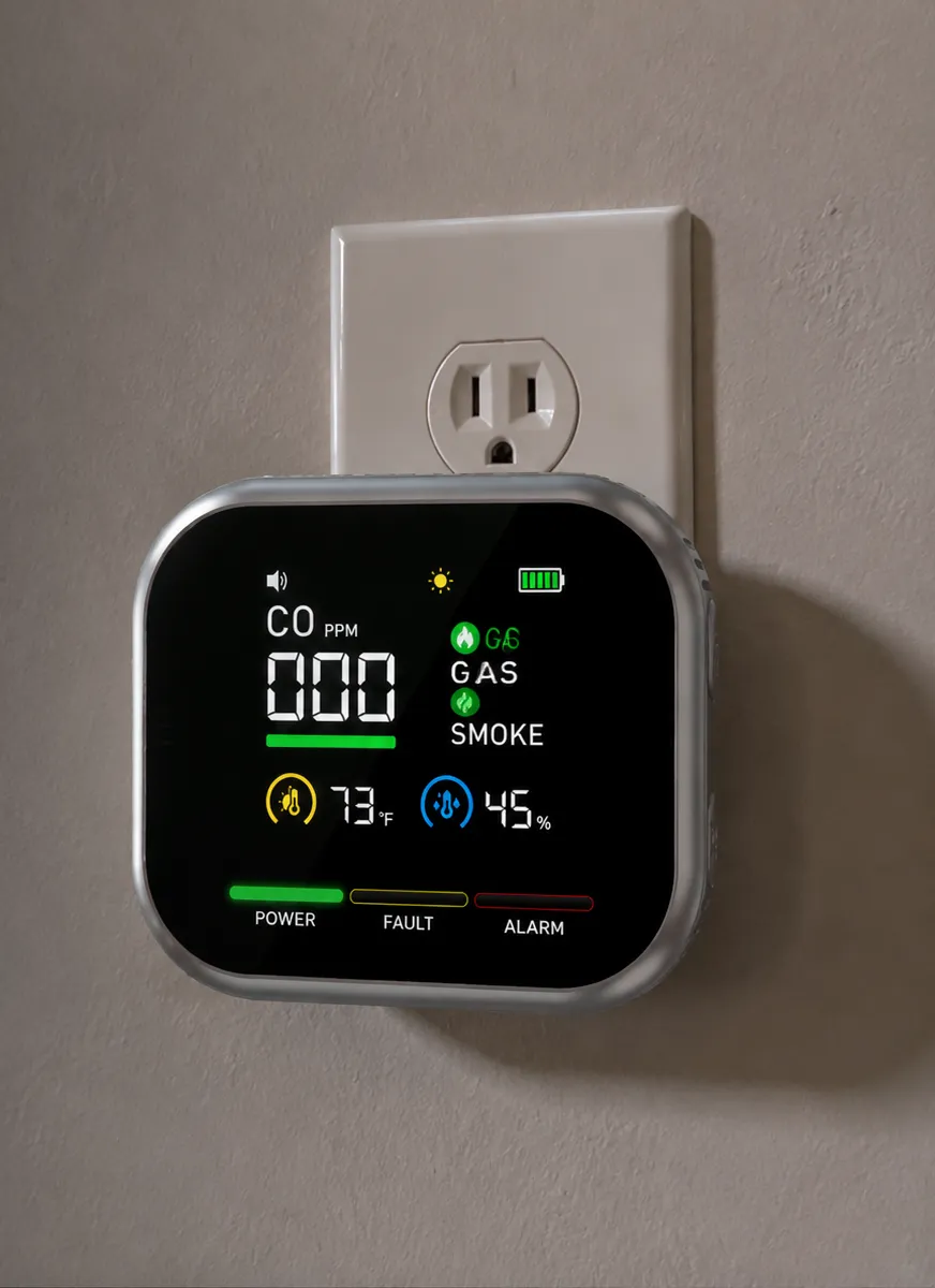 🔥 Plug-In Gas Leak Detector with Temperature & Humidity Monitor