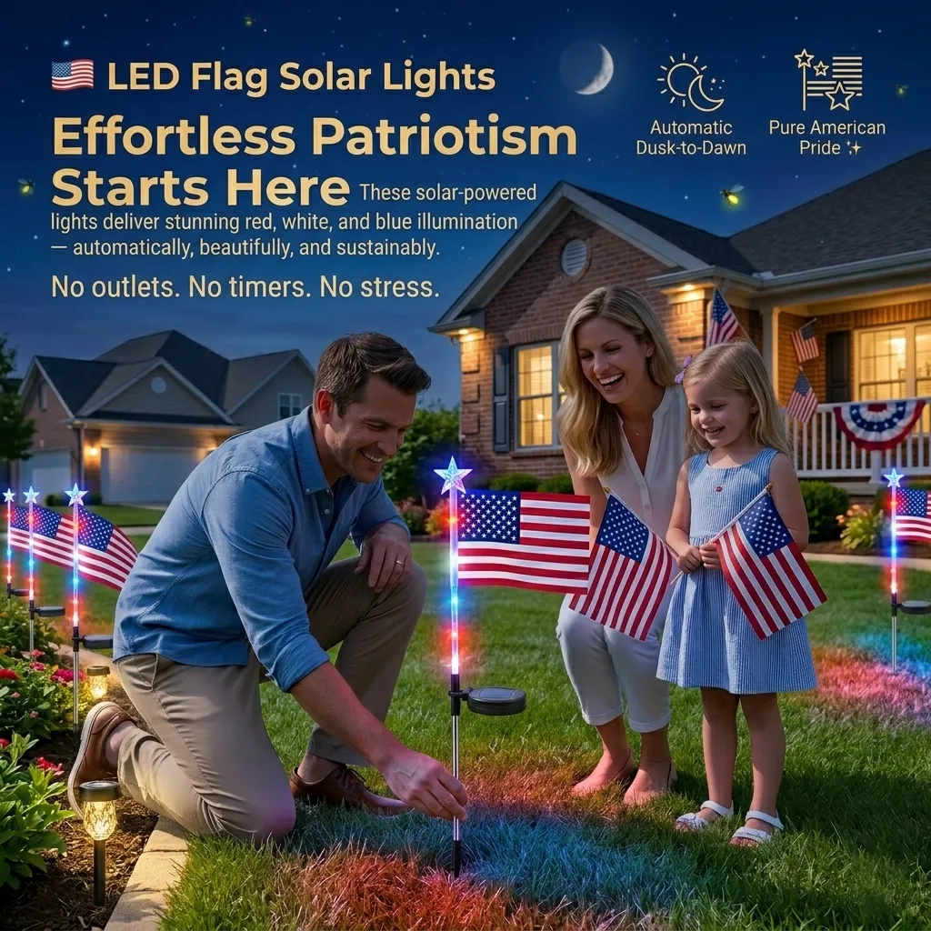 🇺🇸 LED Flag Solar Lights