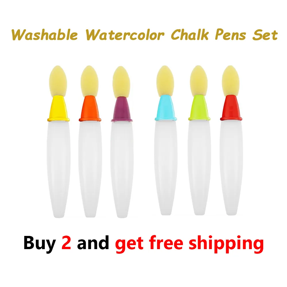🎨 Washable Watercolor Chalk Pens Set (6 Pack)