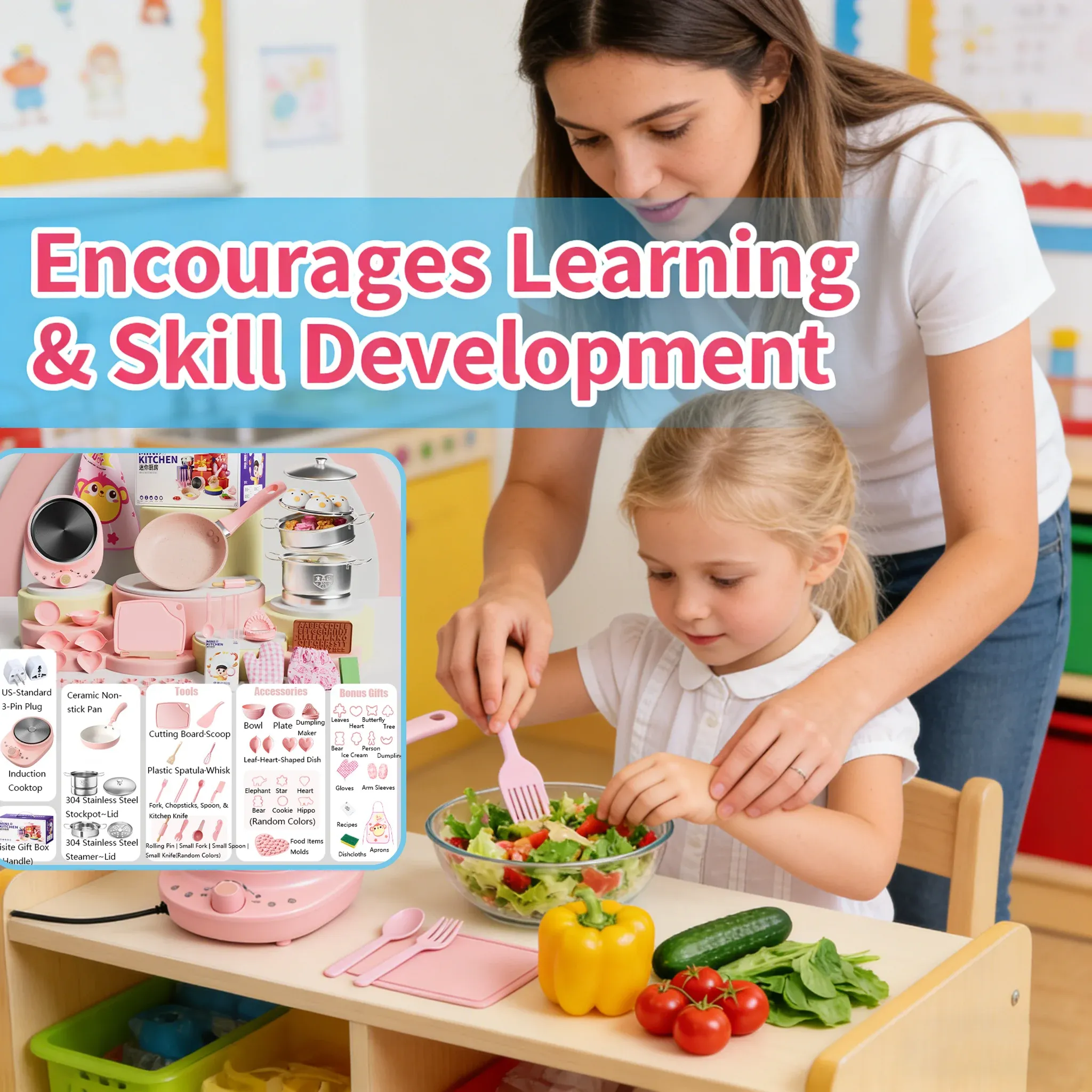🍳 Kids Cooking Sets Real – Safe Mini Kitchen Set for Real Food Fun