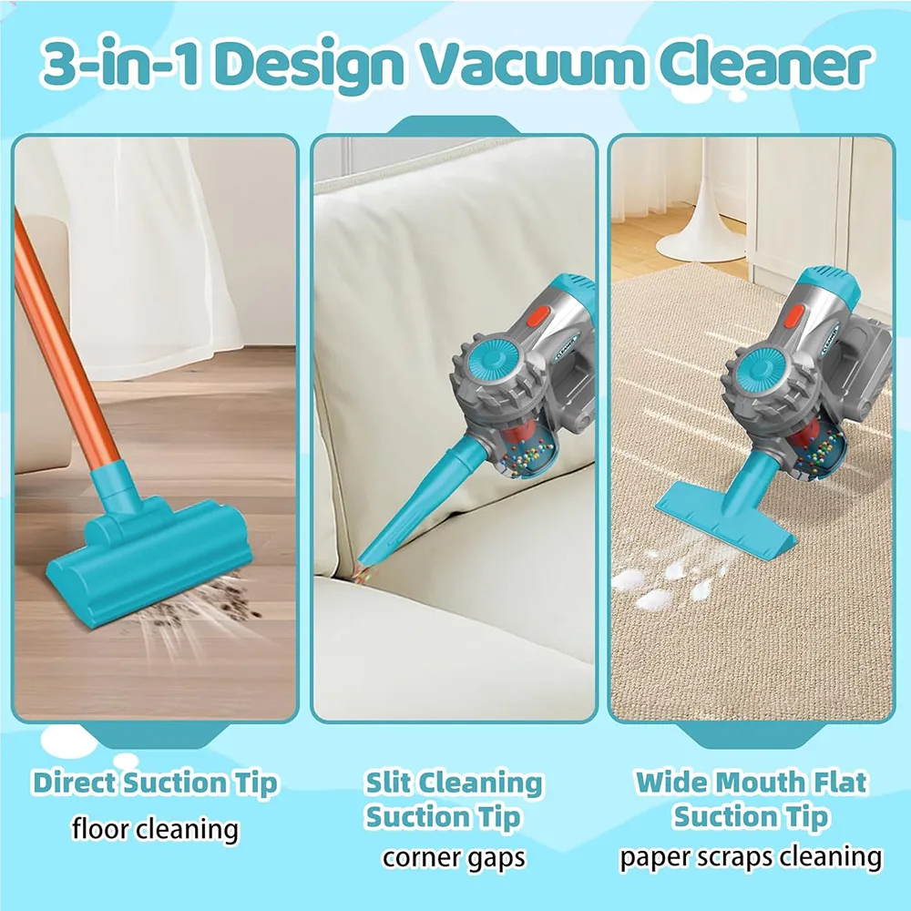 🧸3-in-1 Kids Toy Vacuum Cleaner – Realistic Cleaning Fun for Little Helpers