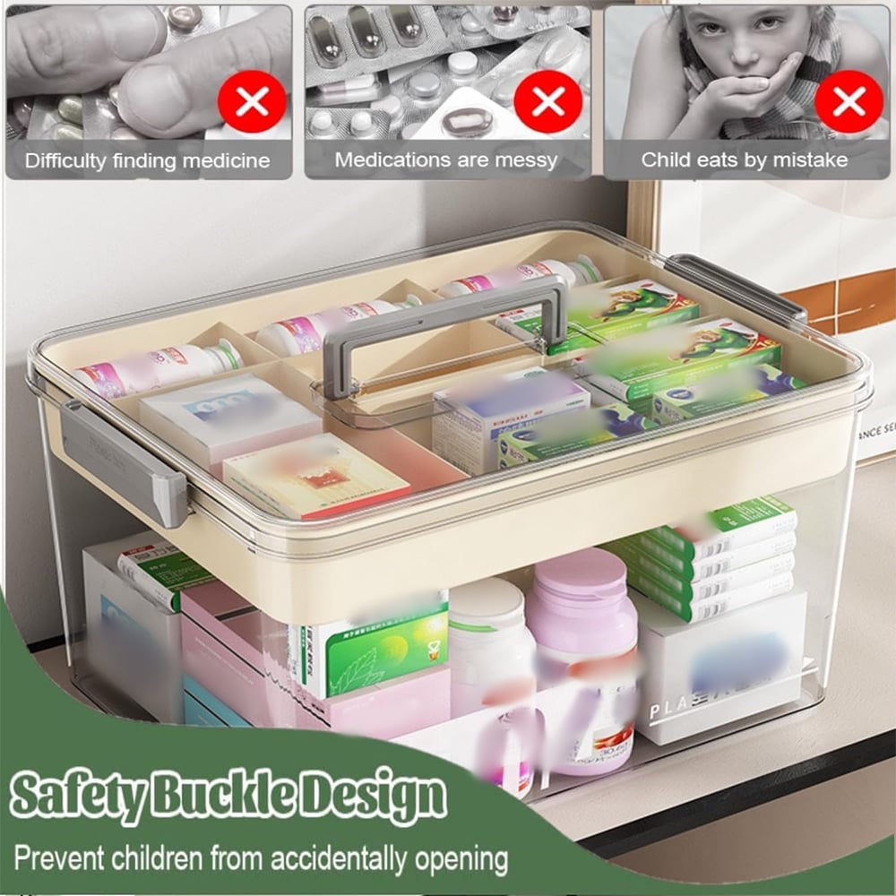 Portable Medicine Storage Box with Handle - Small