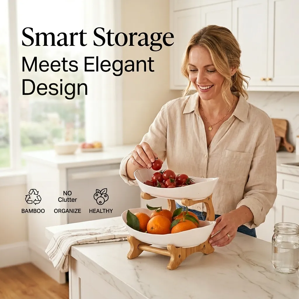 🍓2-Tier / 3-Tier Vertical Fruit Storage Rack (Includes Stand）: Easy Access & More Space for Your Kitchen