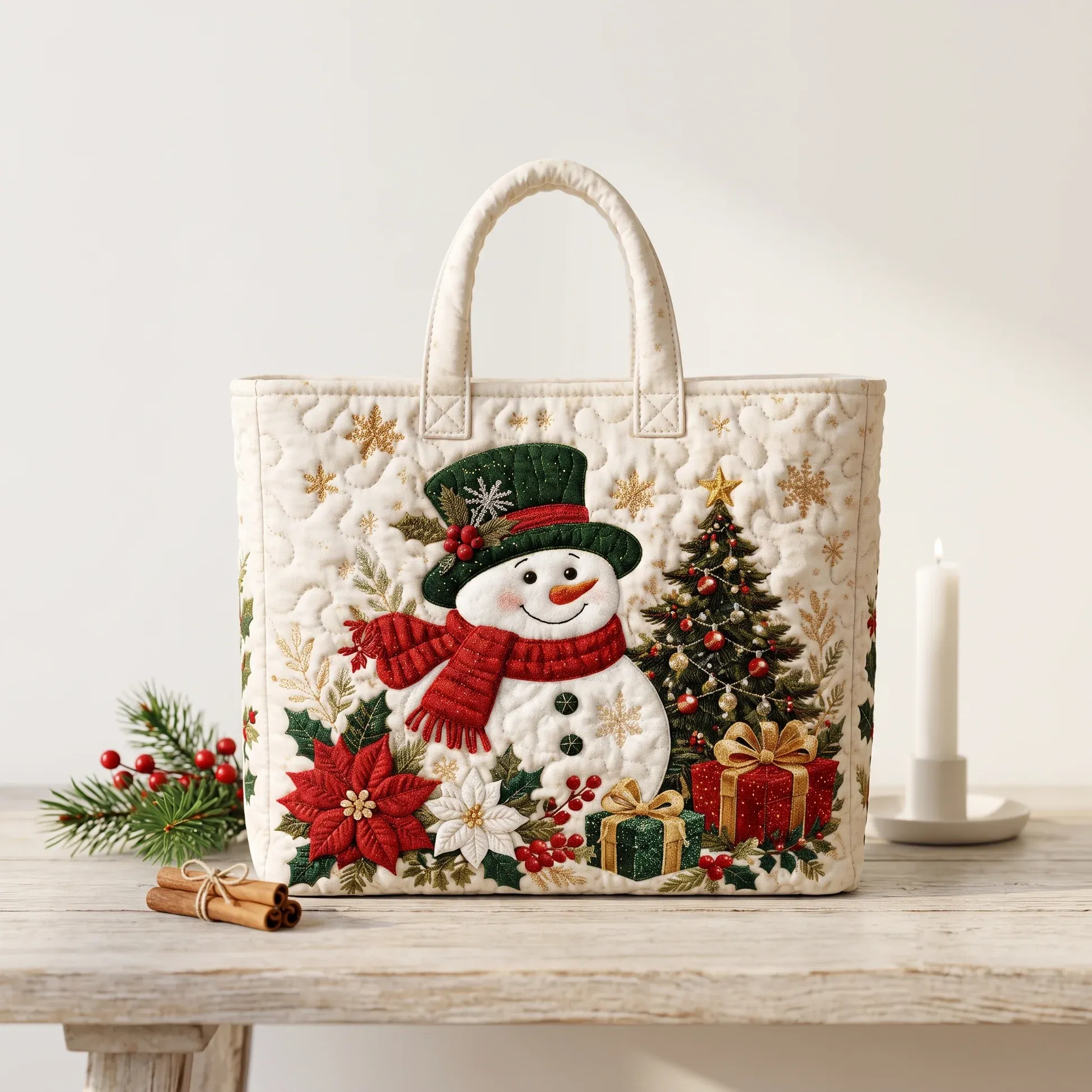 Quilted Christmas Tote Bag