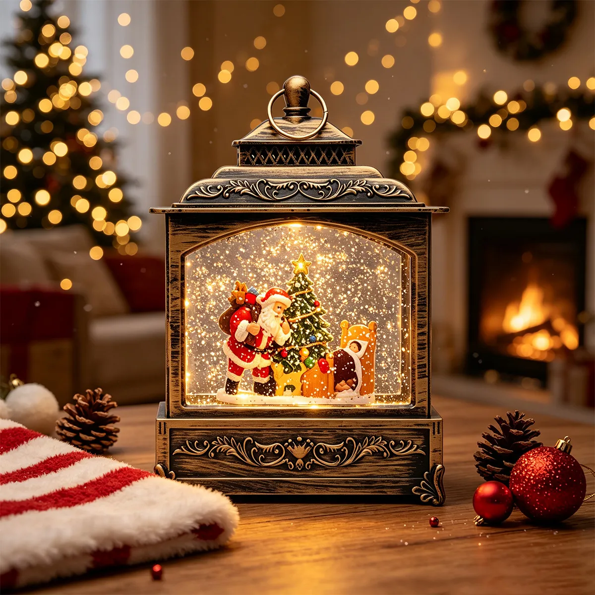 Christmas Musical Swirling Snow Lantern