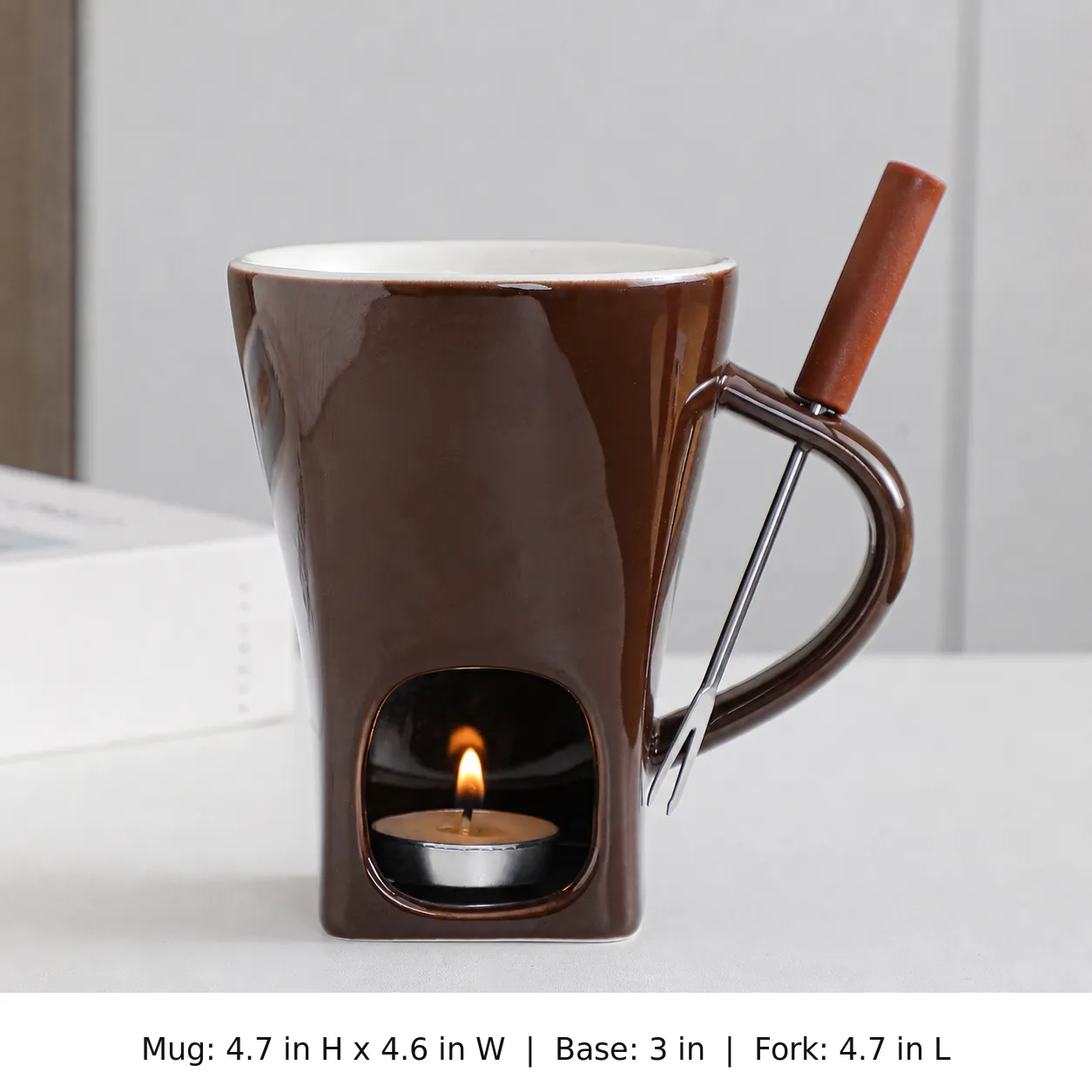 Personal Chocolate Fondue Mug Set with Tealight Warmer