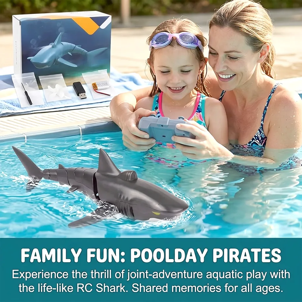 🦈💦2.4G Remote Control Shark Toy – Realistic Swimming RC Shark for Kids