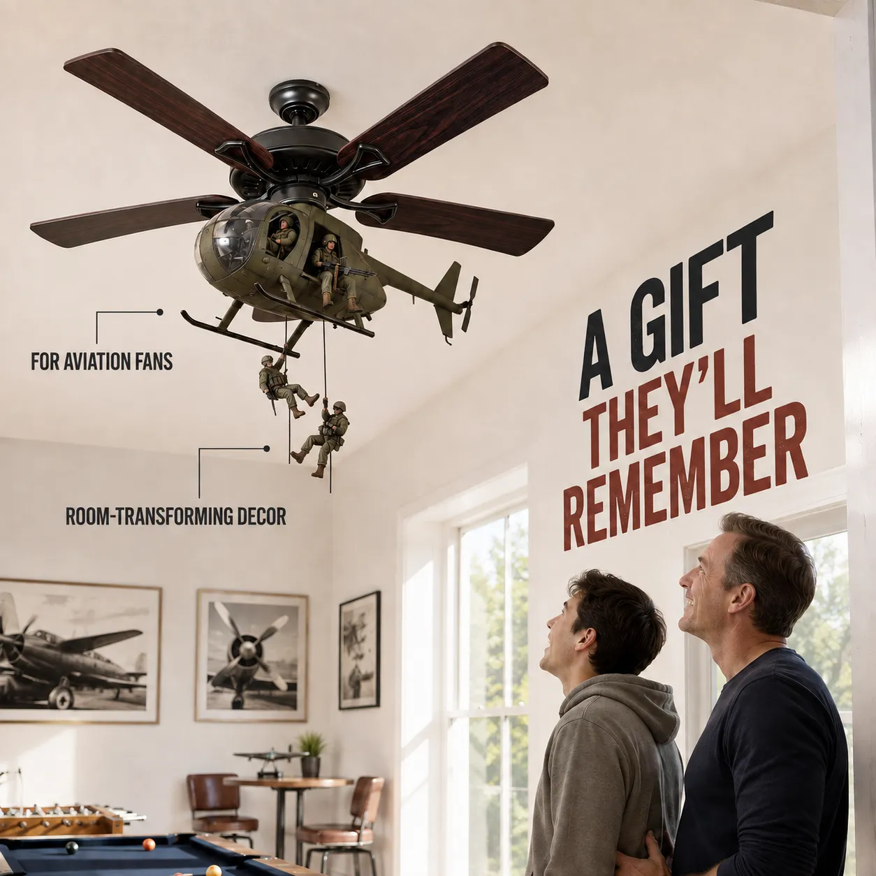 Military Helicopter Ceiling Fan Attachment Decor