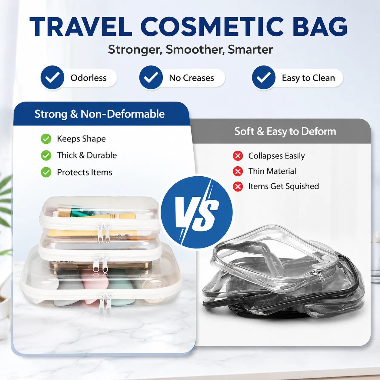 Clear Hard-Shell Zip Organizer Set
