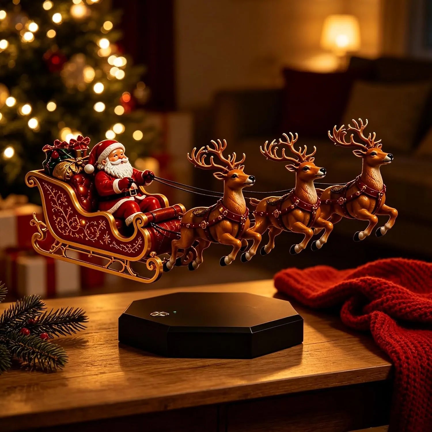 Floating Santa Sleigh Magnetic Levitation Christmas Display