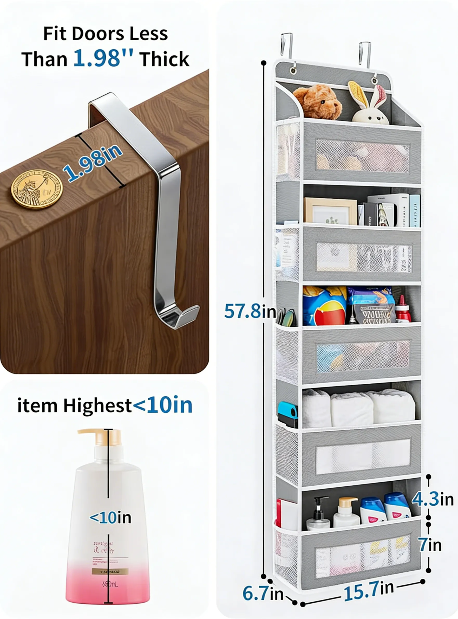🧸Door Hanging Storage Rack - 5+5 Pockets for Everyday
