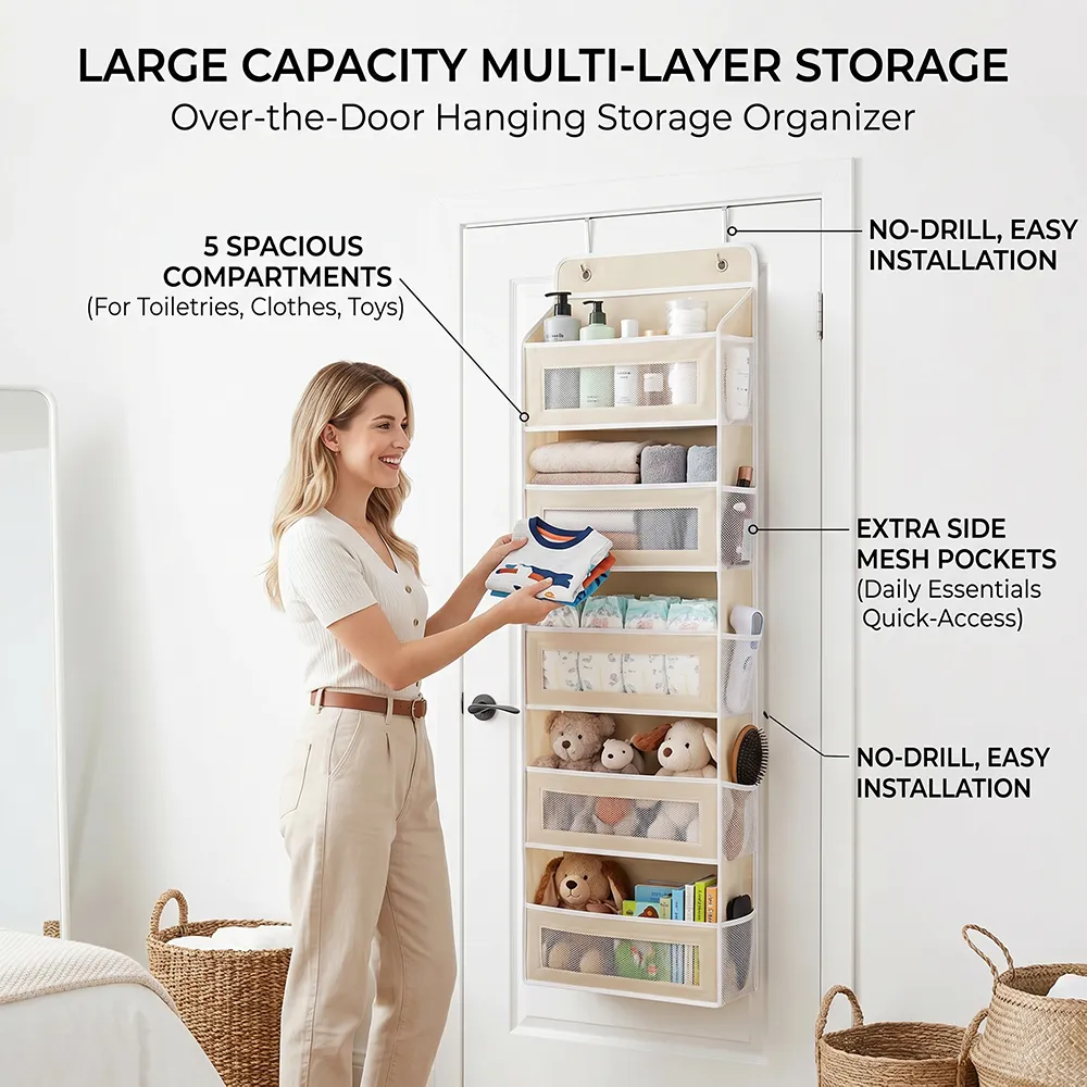 Door Hanging Storage: Turn unused door space into a neat pantry or closet without any drilling. 🚪