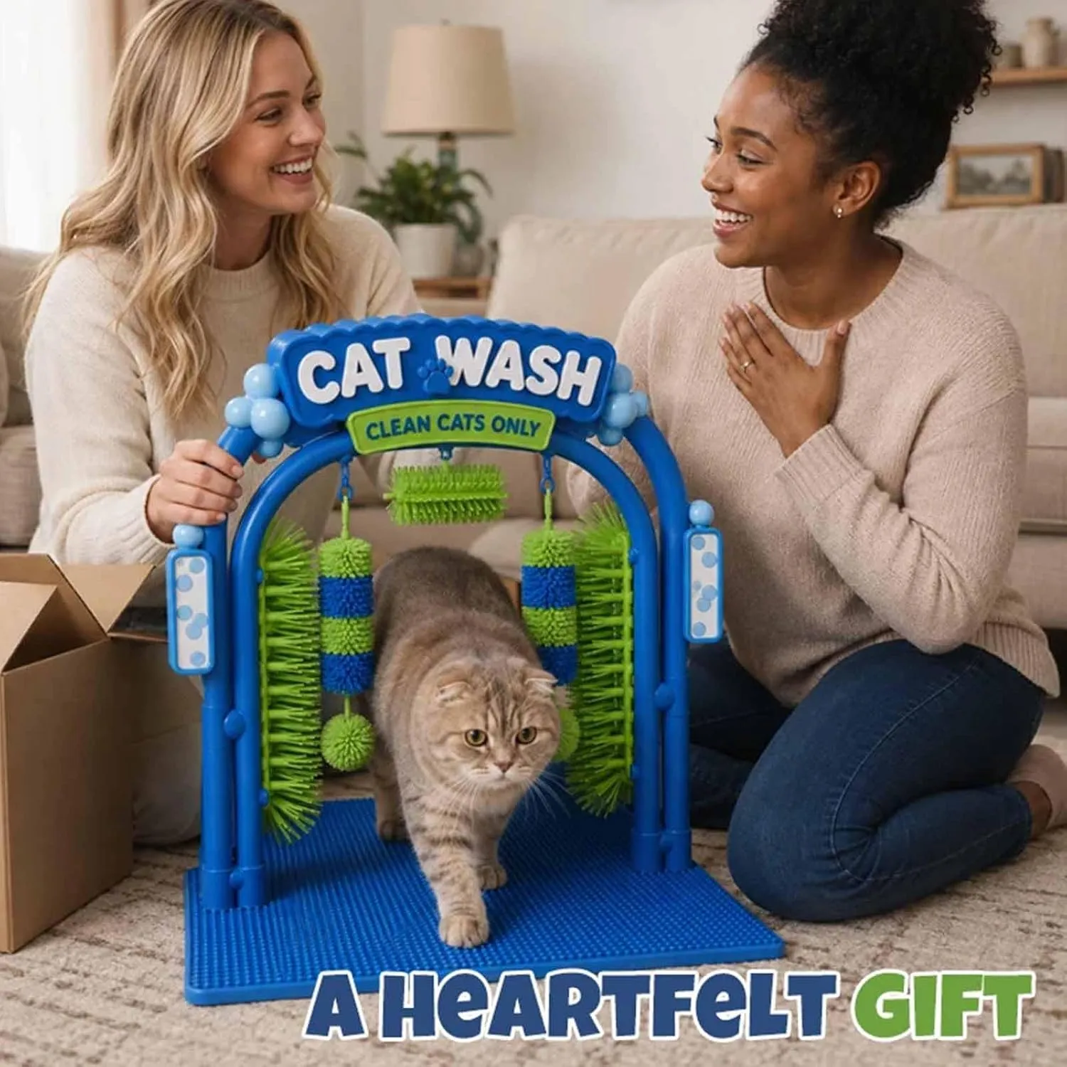 Cat Wash Self-Grooming Station – Hands-Free Brushing & Loose-Fur Catching