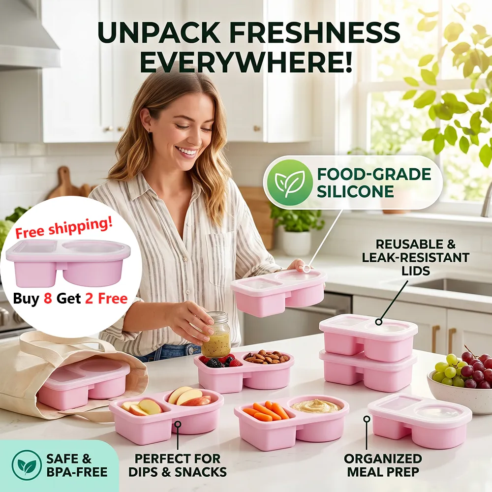 🥗Reusable Silicone Snack Box – Double Compartment Mini Food Storage Container
