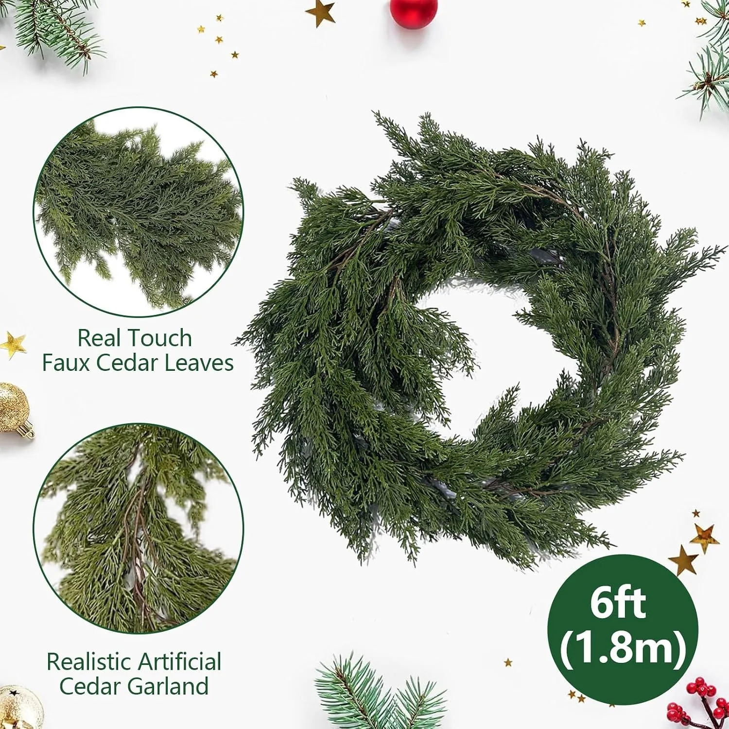 Lush Real-Touch Faux Cedar Christmas Garland