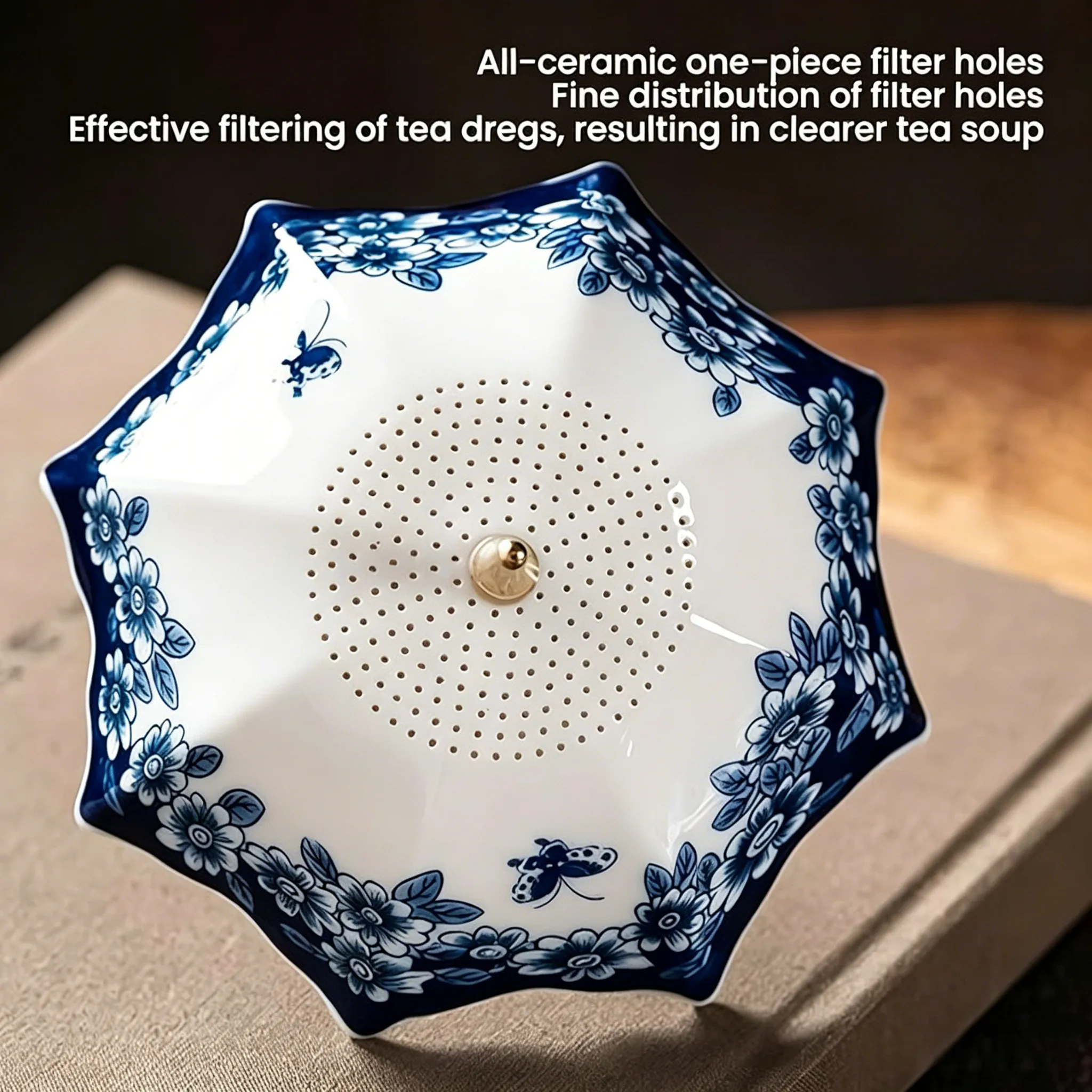 ☂️ Umbrella-Shaped Ceramic Tea Strainer – Elegant Loose Leaf Tea Filter