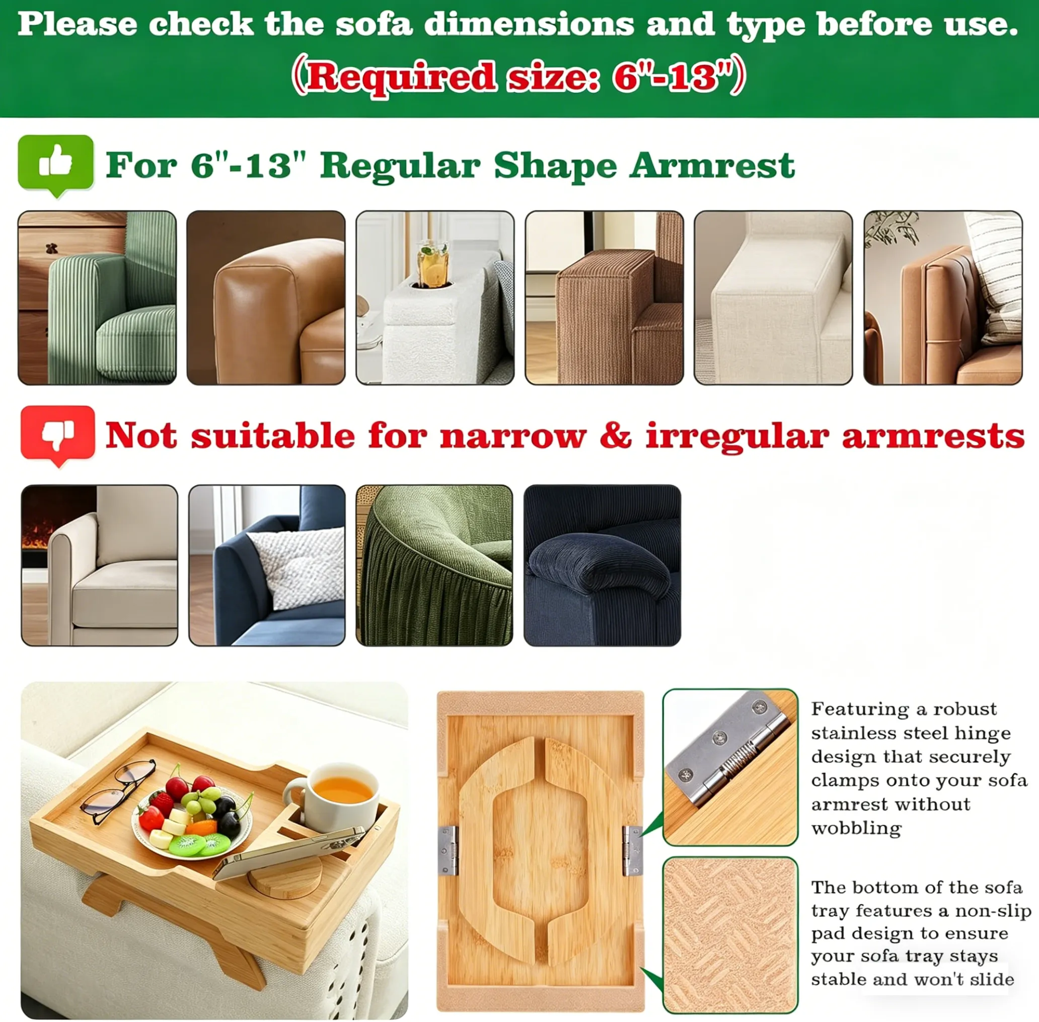 🛋️ Wooden Sofa Cup Holder Tray
