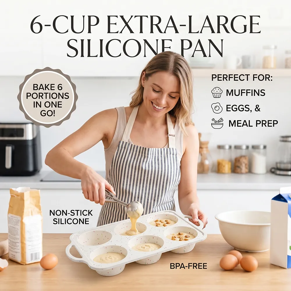 🧁 Extra Large Silicone Muffin Pan Set with Metal Frame (2-Pack/4-Pack)