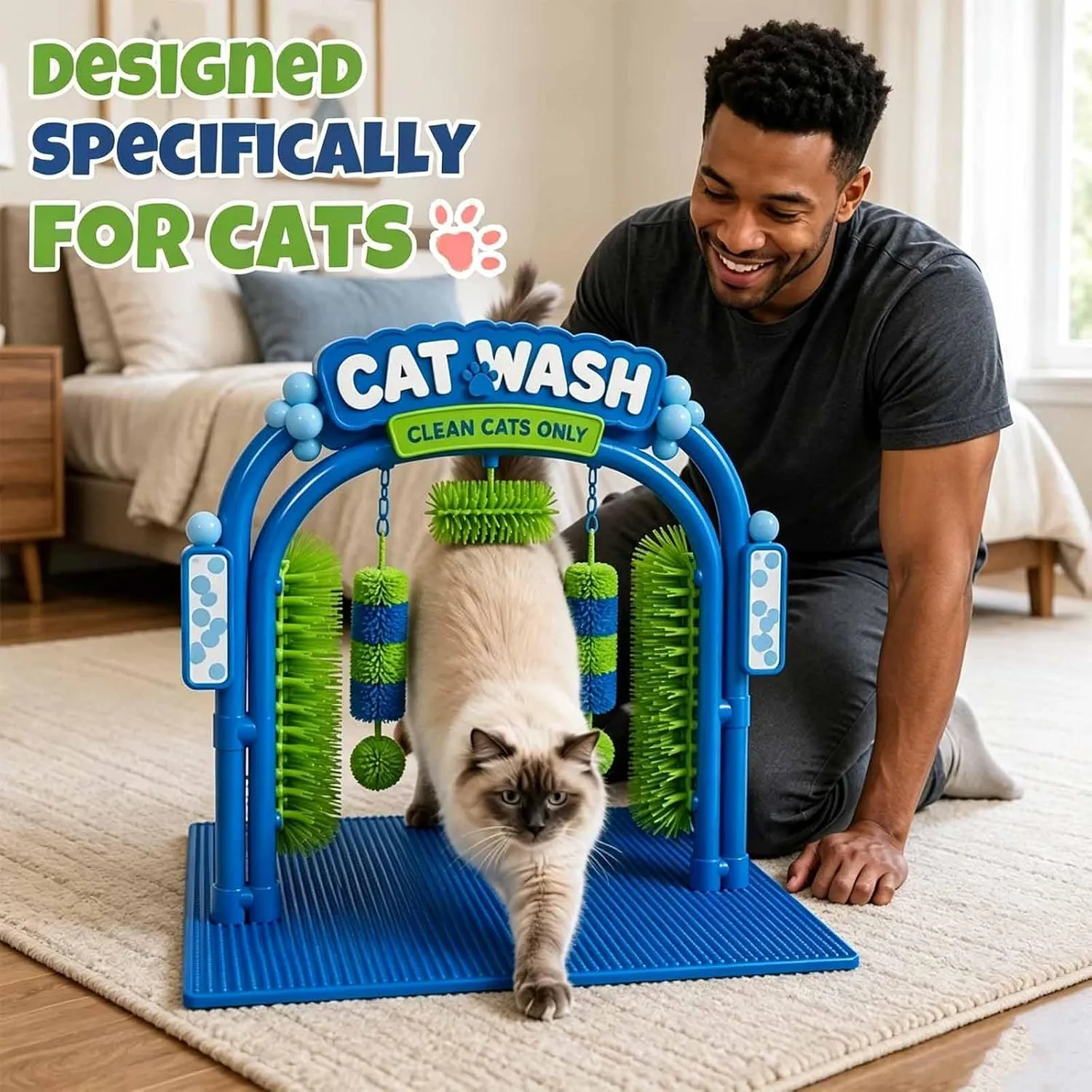 Cat Wash Self-Grooming Station – Hands-Free Brushing & Loose-Fur Catching