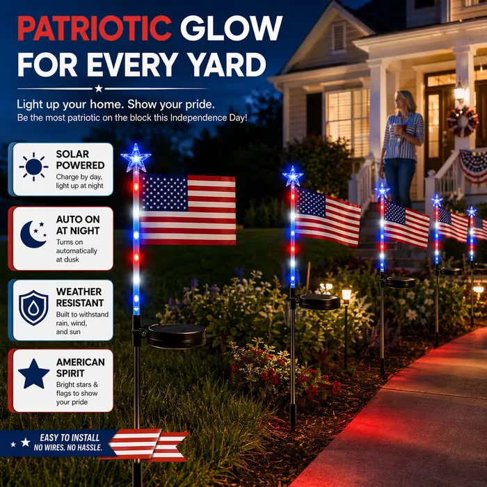 LED Flag Lights: Honor the stars and stripes with automatic dusk-to-dawn outdoor illumination. ✨