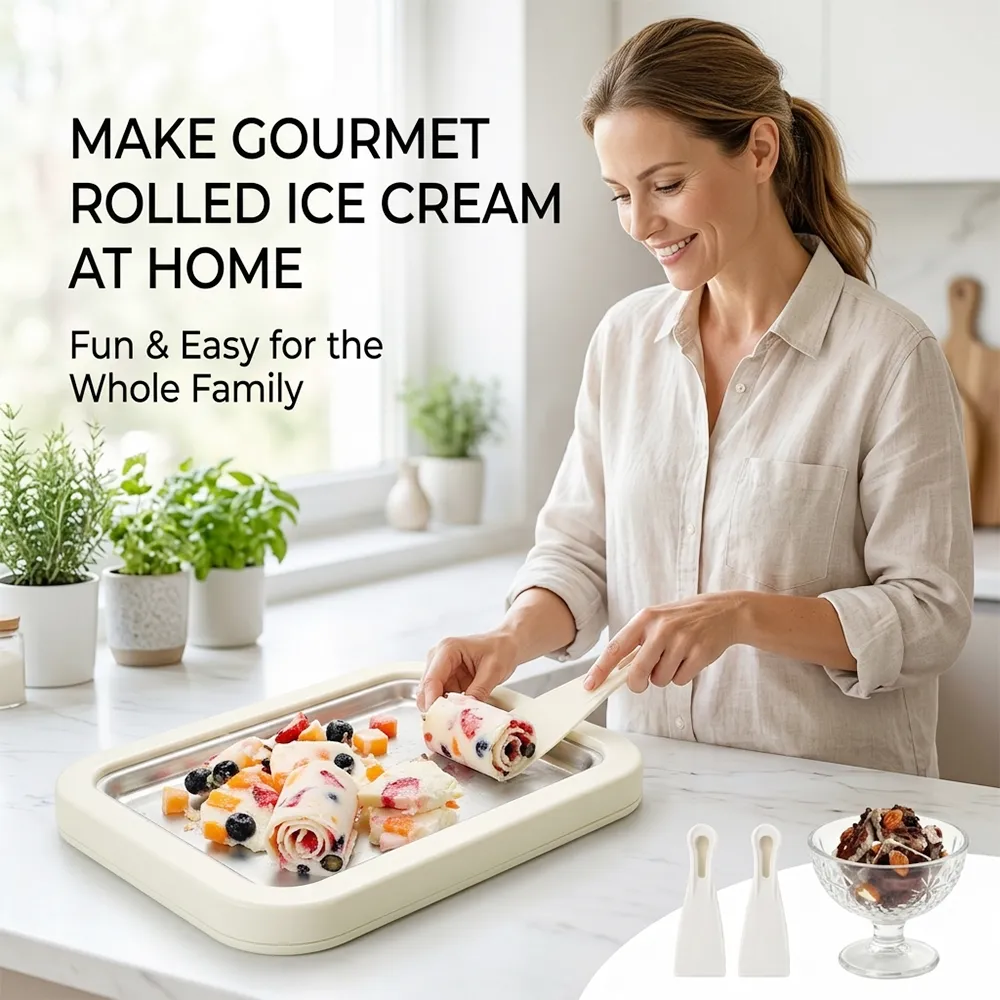 Rolled Ice Cream Maker: Create gourmet frozen treats at home with no electricity or rock salt required. 🍦