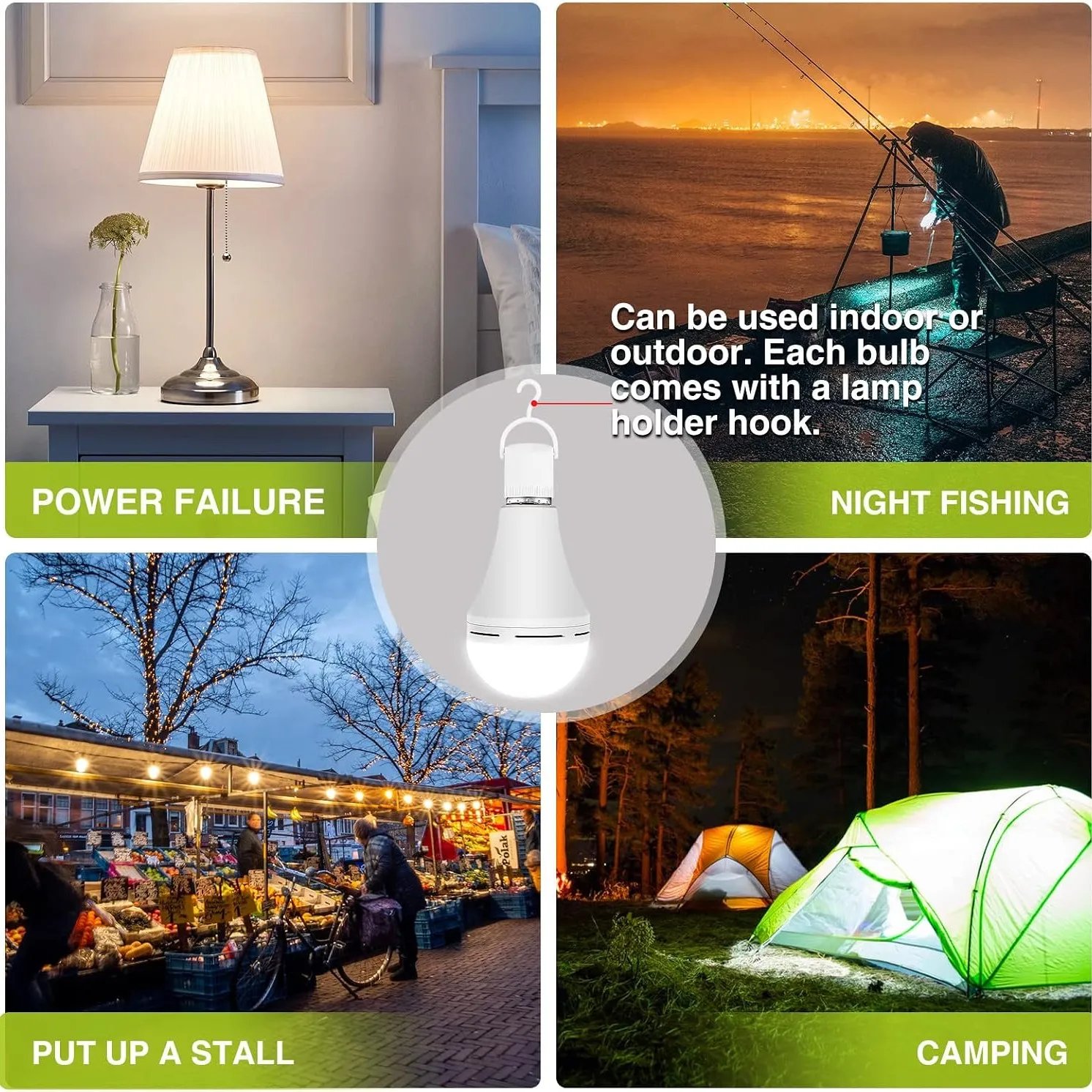 15W Rechargeable Emergency Light Bulb with Switch Hook