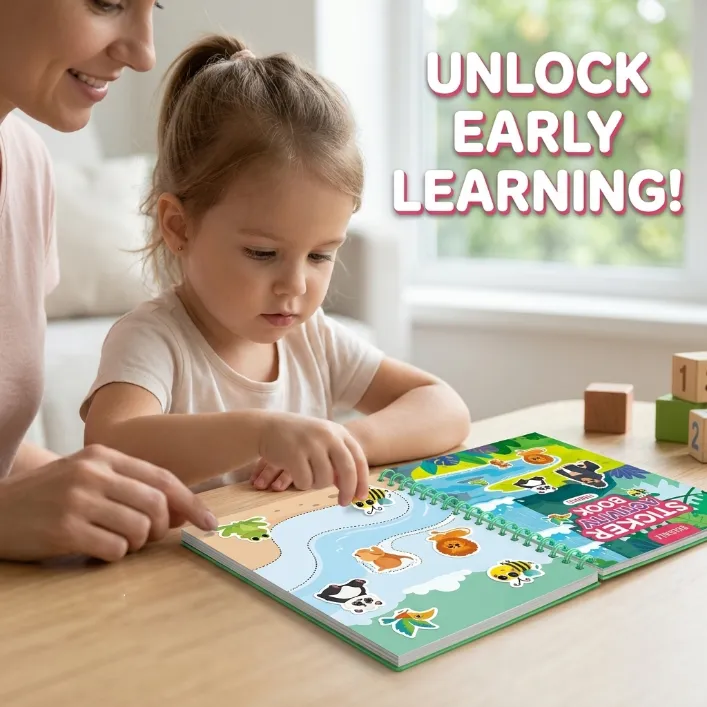 🌟 Reusable Jelly Sticker Activity Book for Kids, Animals/Transportation/Farm/Princesses