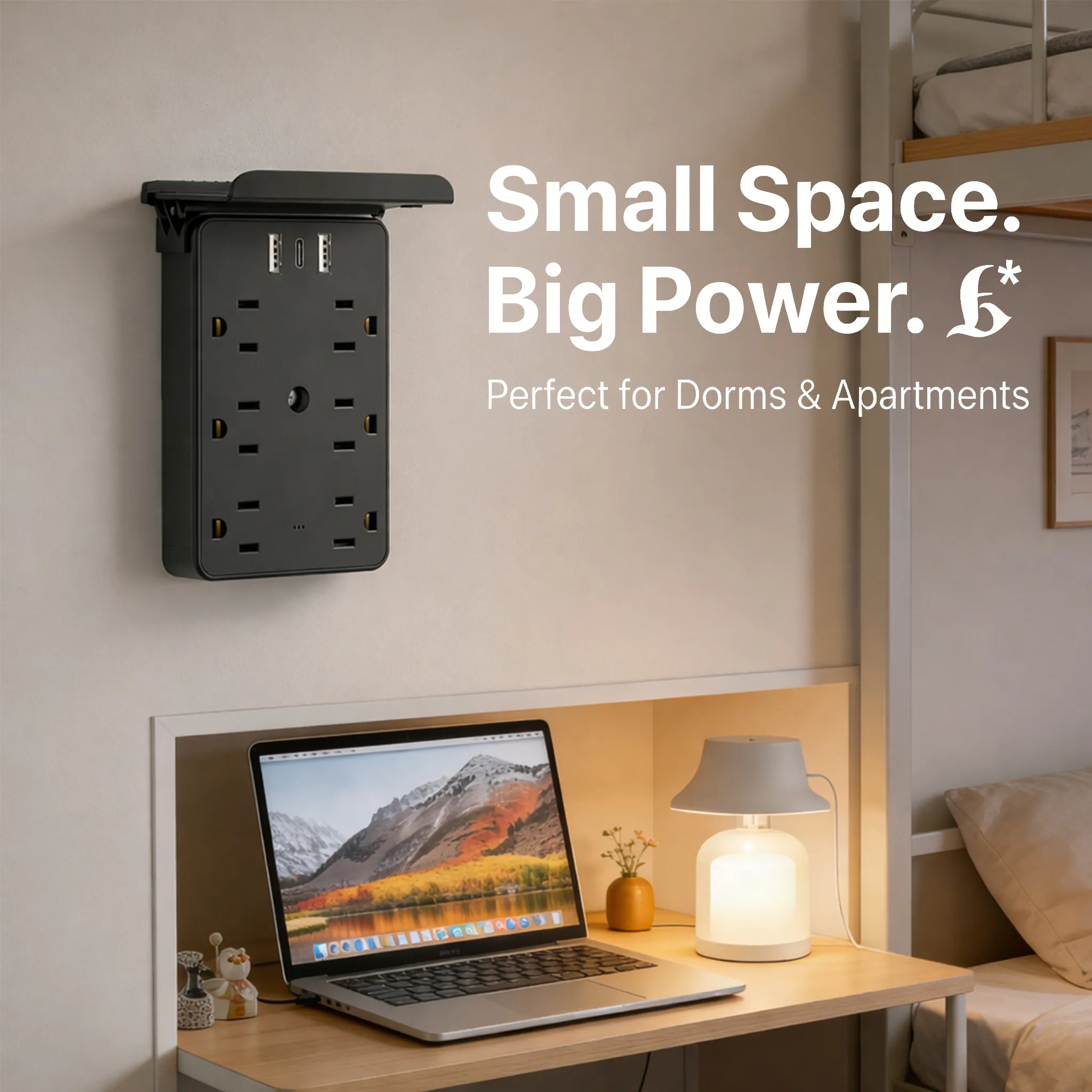 Desktop Power Strip with Panel: Hide messy cables and keep all your devices organized in one sleek hub 🔌📦