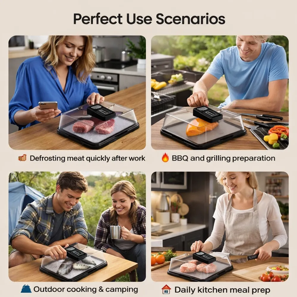 🥩 Smart Defrosting Tray Box with Lid