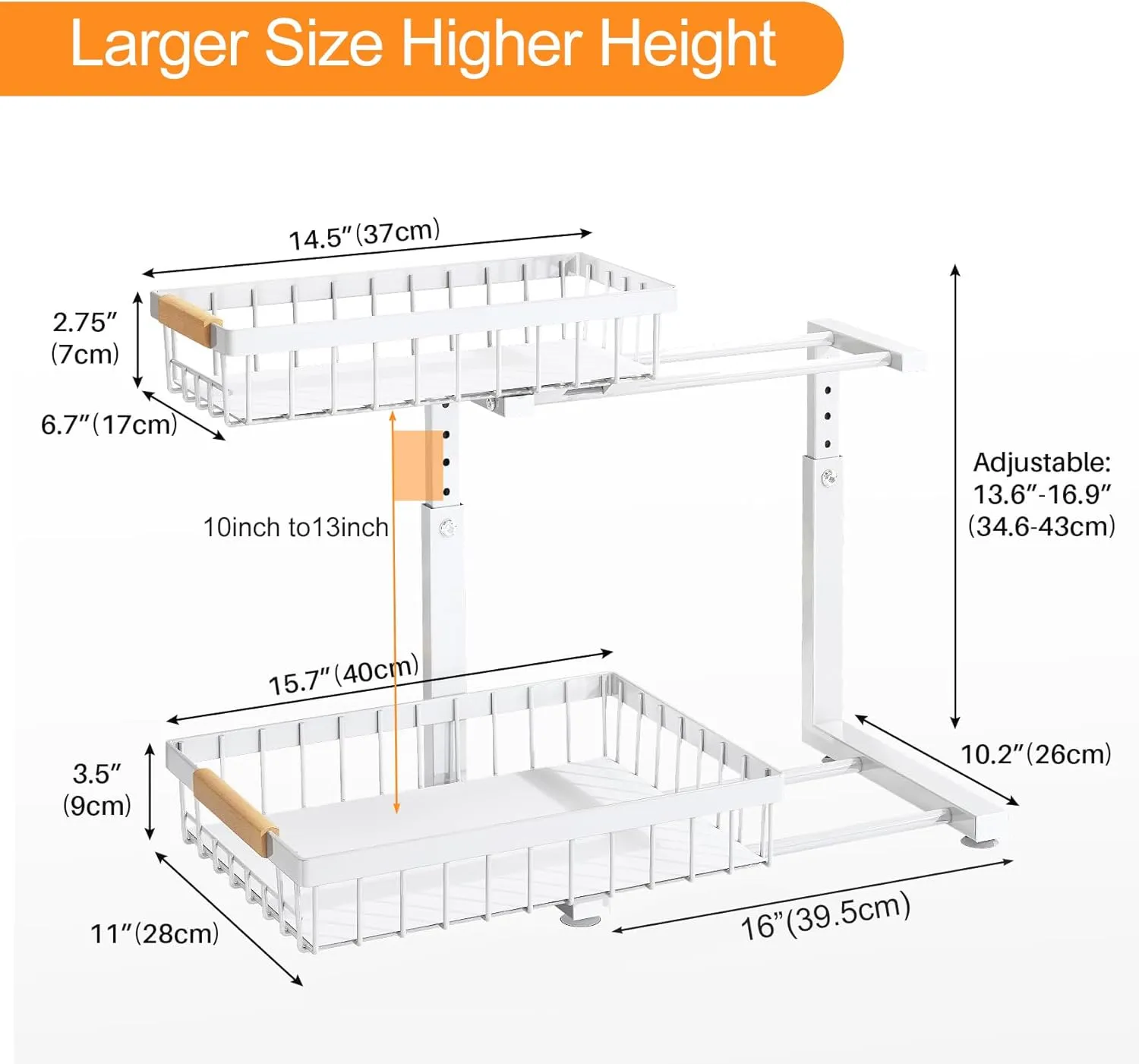 C-Shaped Under Sink Organizer with 2-Tier Sliding Drawers​🚰