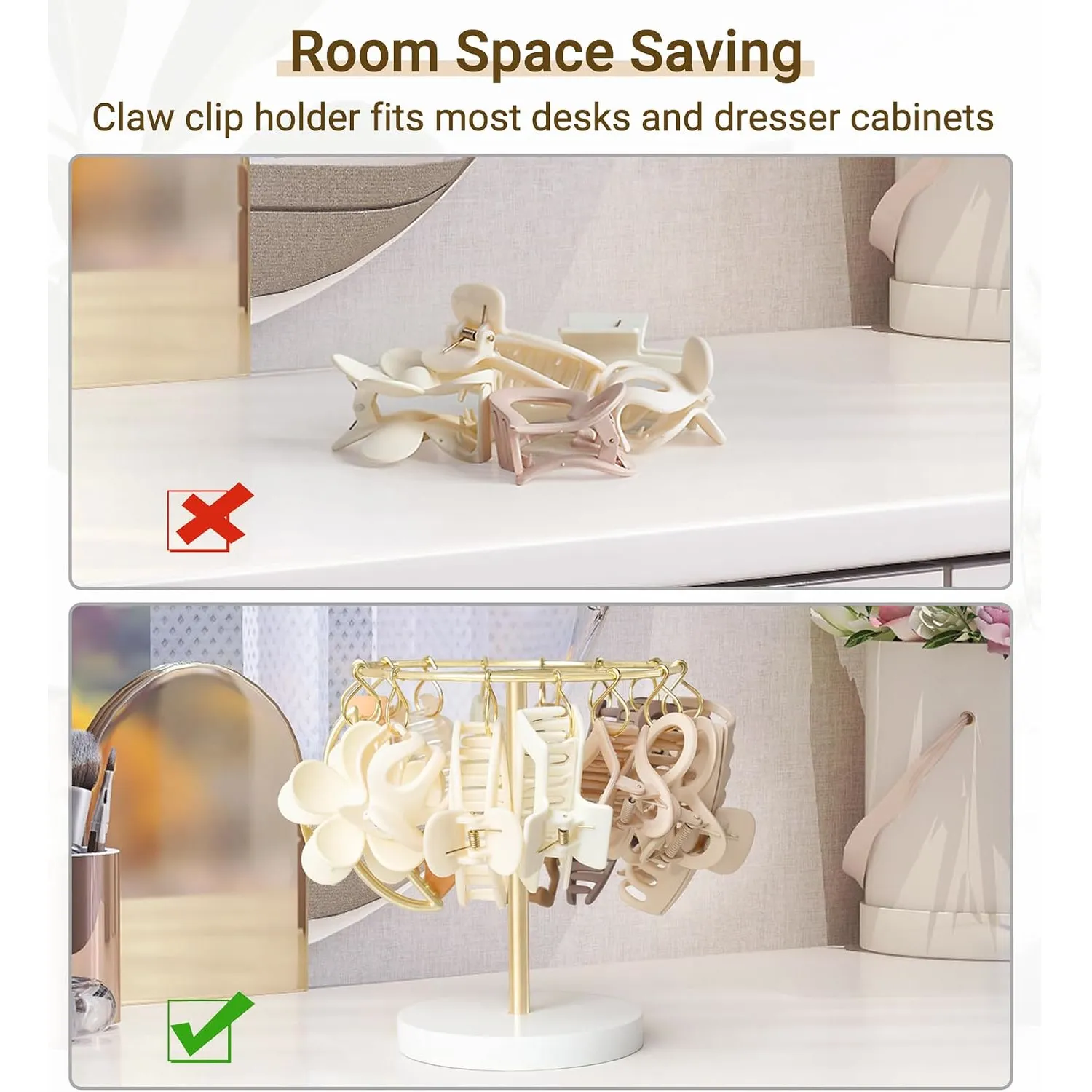 360° Rotating Claw Clip Organizer Stand