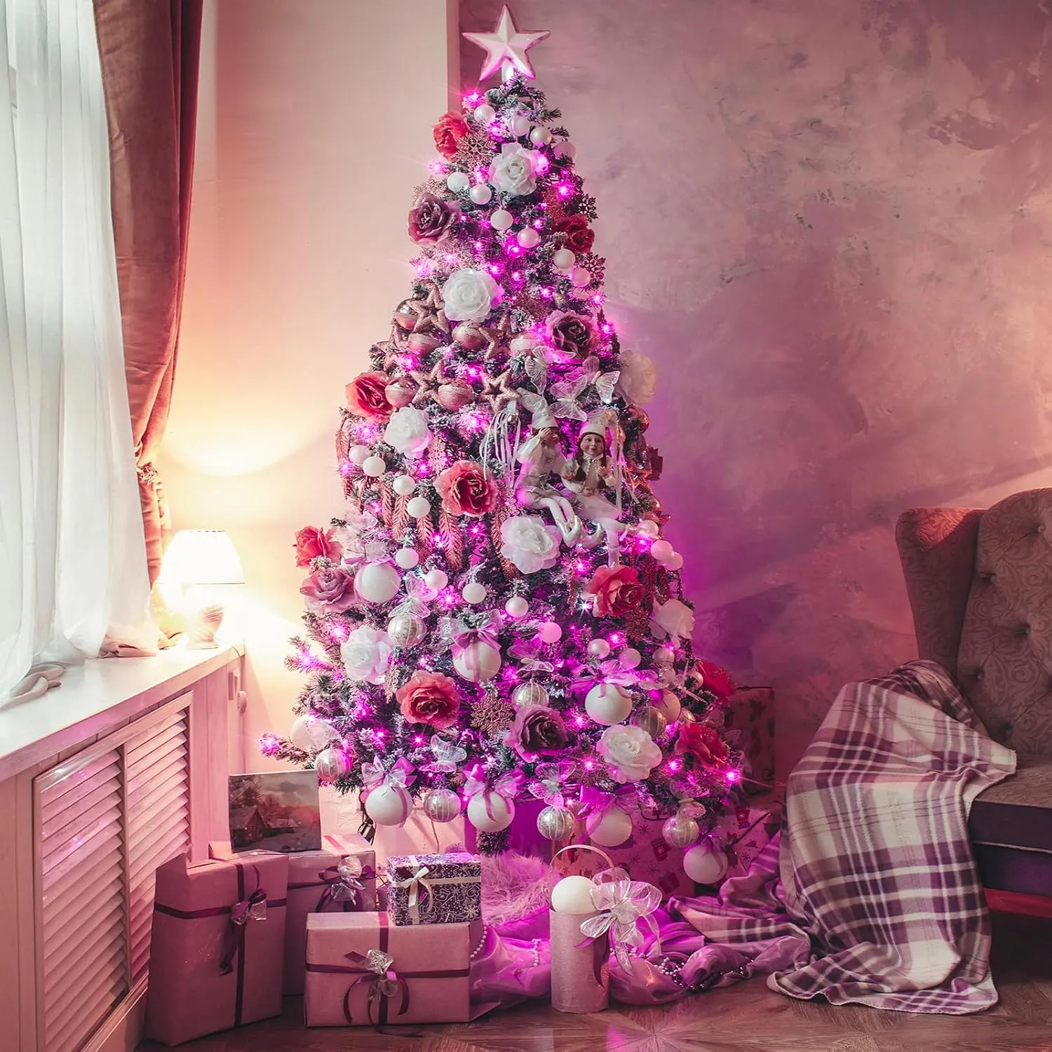 Vivid Pink Battery-Operated LED String Lights