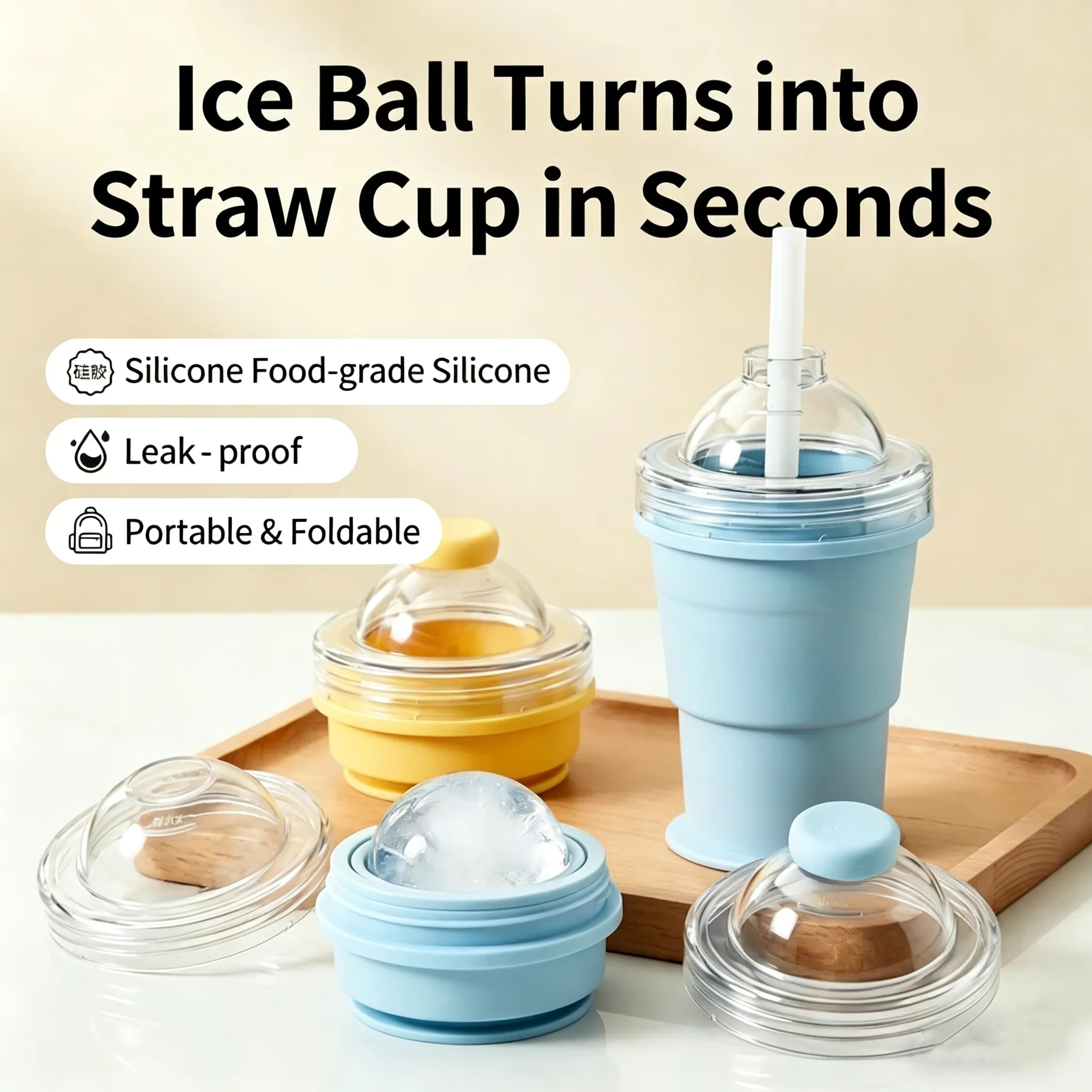 🧊 Foldable Ice Ball Cup: Save freezer space and enjoy slow-melting ice for perfect sipping. ❄️