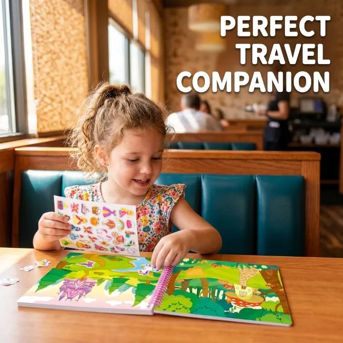 🌟 Reusable Jelly Sticker Activity Book for Kids, Animals/Transportation/Farm/Princesses