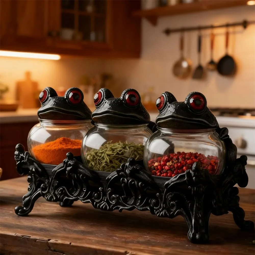 🐸 Gothic Frog Apothecary Spice Jar