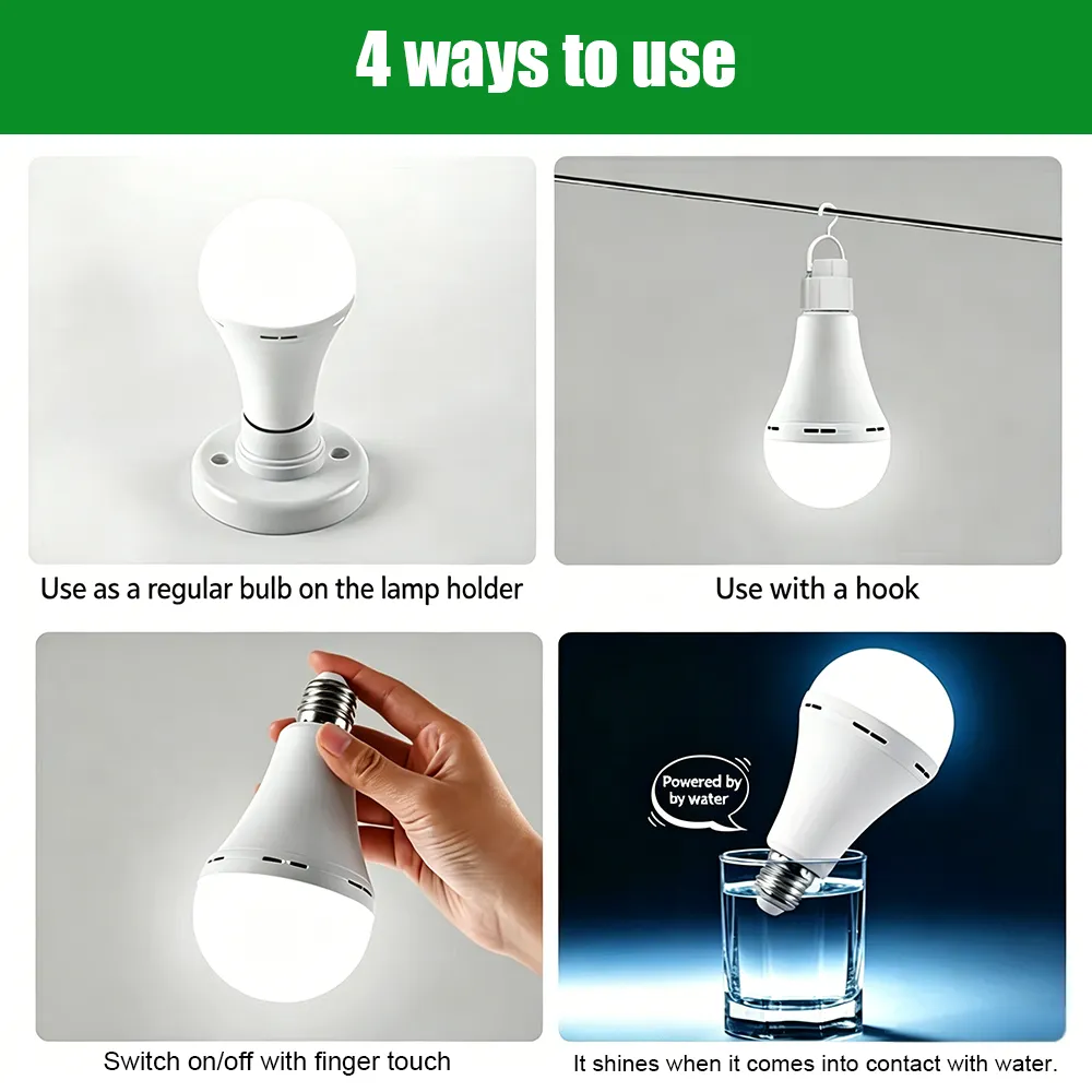 💡🔋Rechargeable Emergency Light Bulb with Backup Power